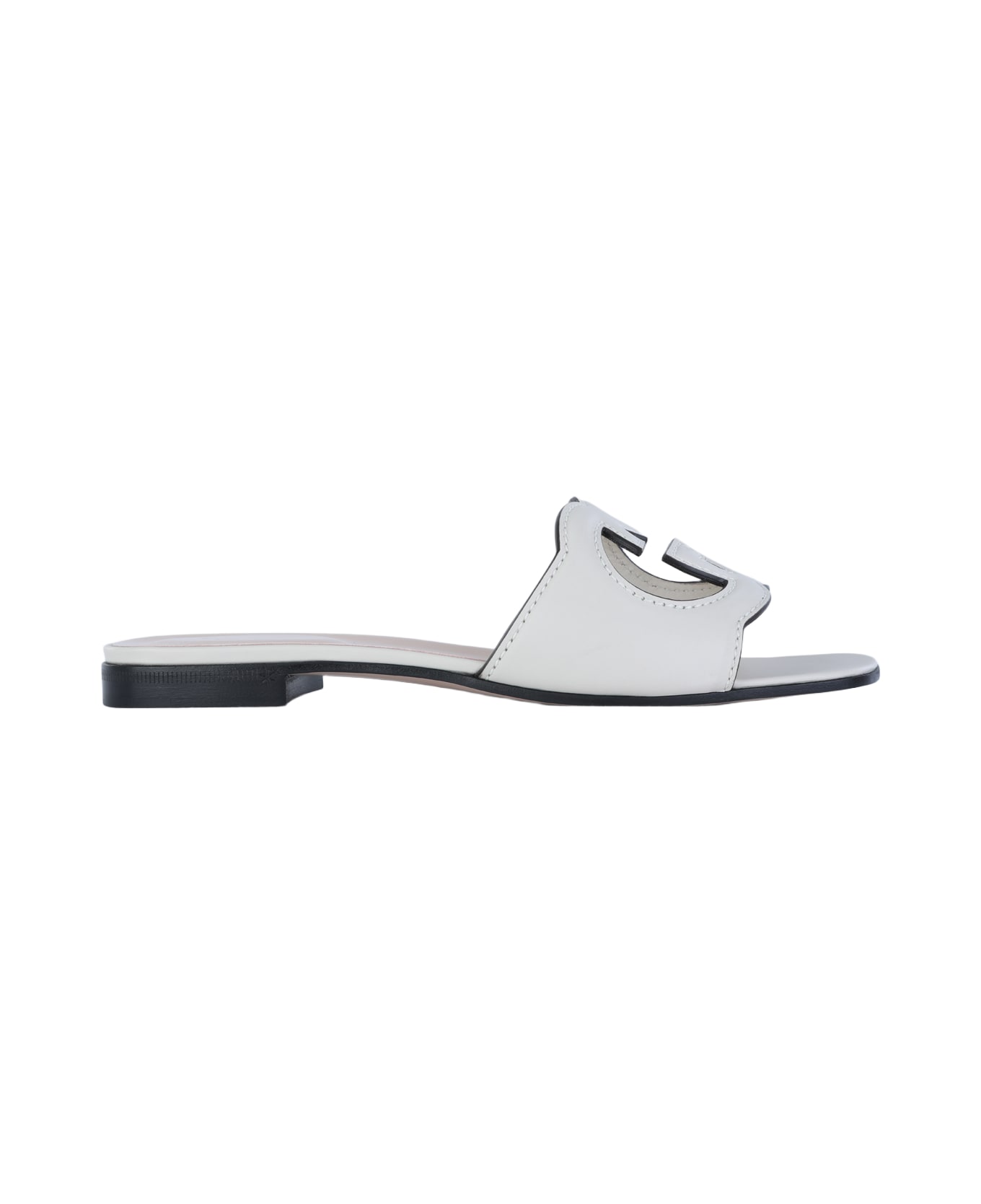 Gucci White Leather Flats - White