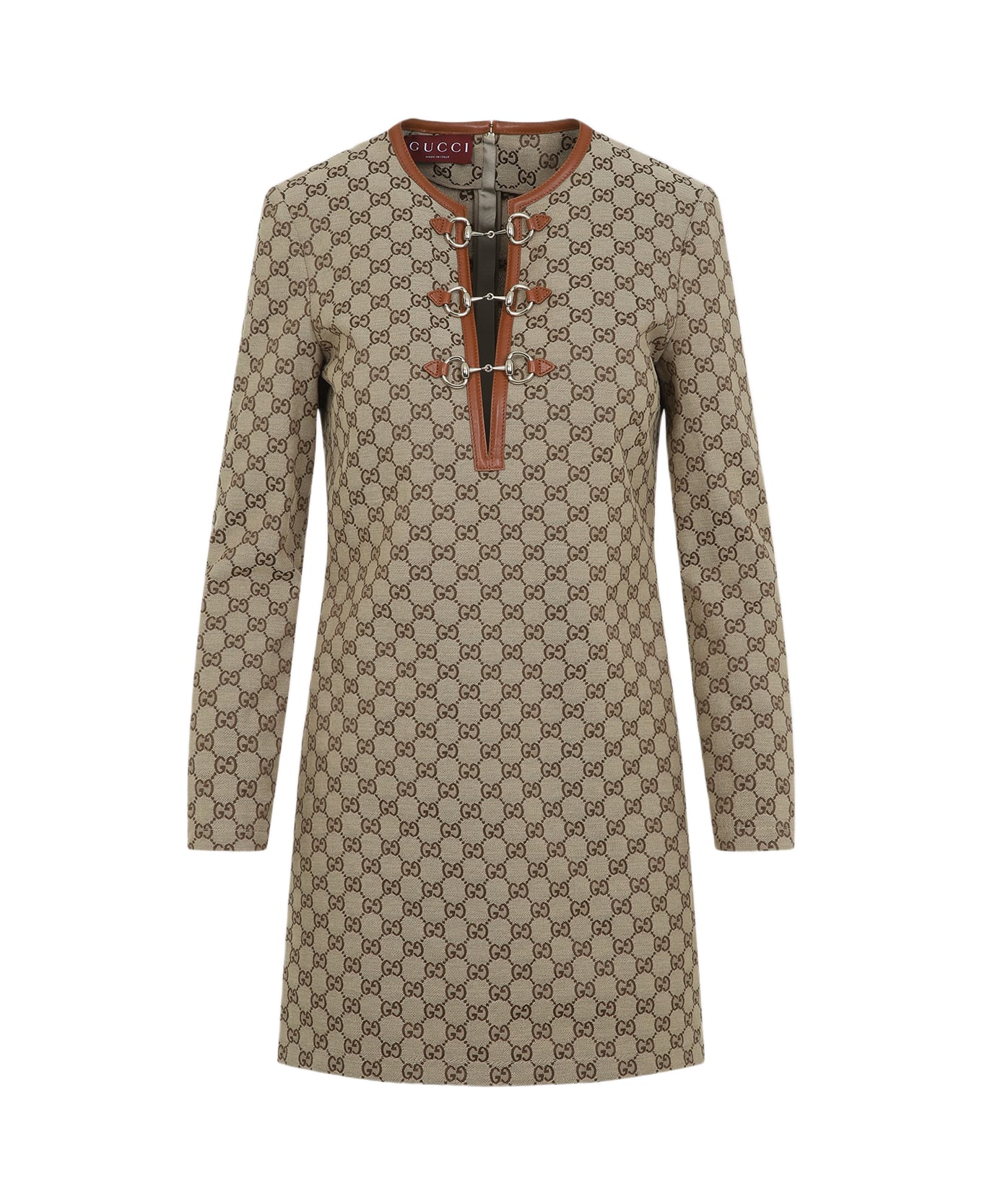 Gucci Gg Clamp Mini Dress - Camel Ebony