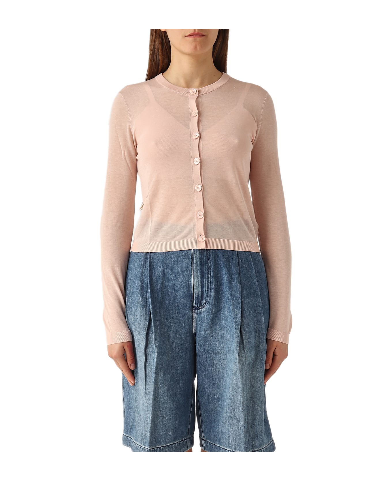Michael Kors Ctn Silk Crew Nk Cardigan Cardigan - ACQUA DI ROSE