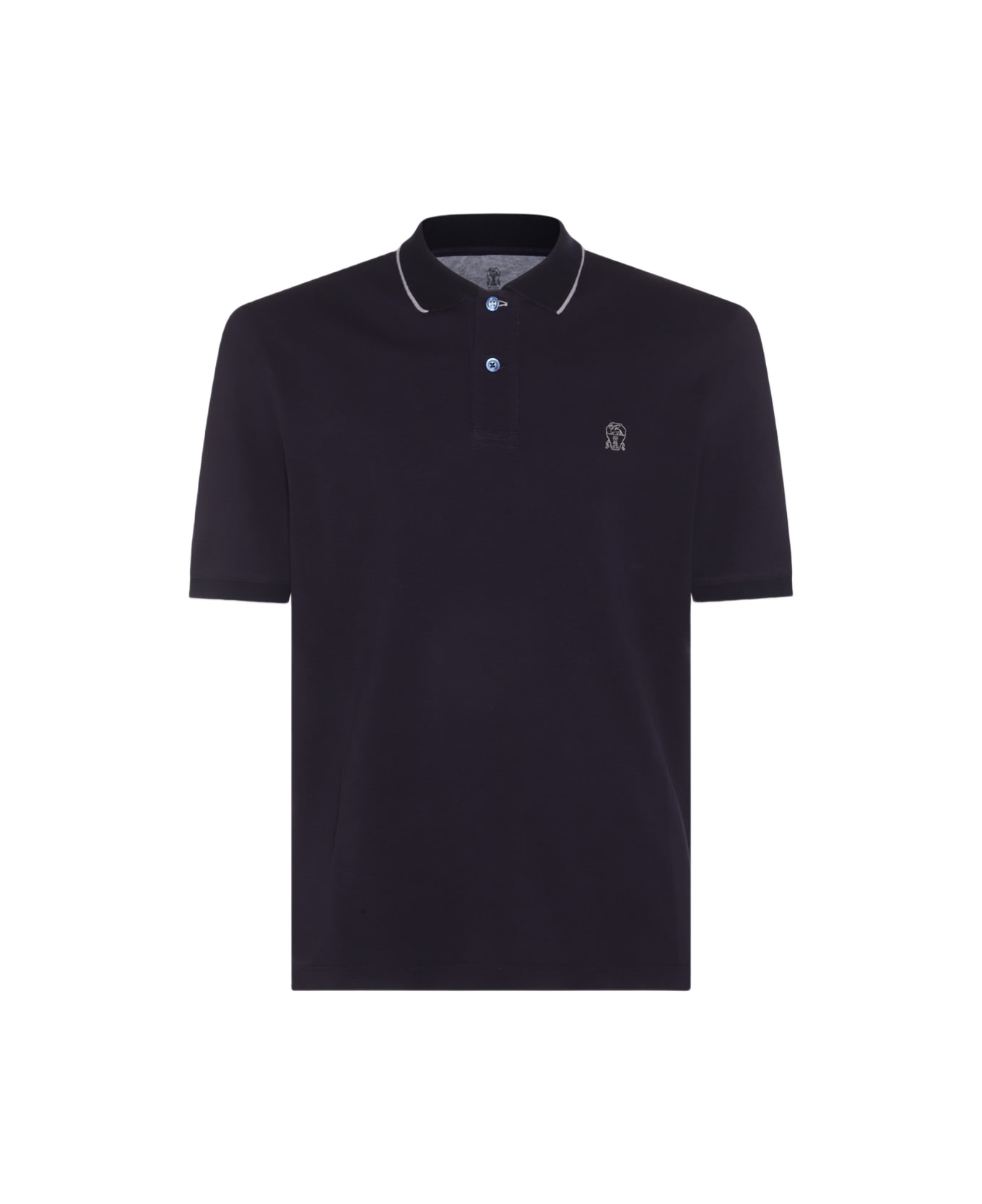 Brunello Cucinelli Navy Blue Cotton Polo Shirt - Blue