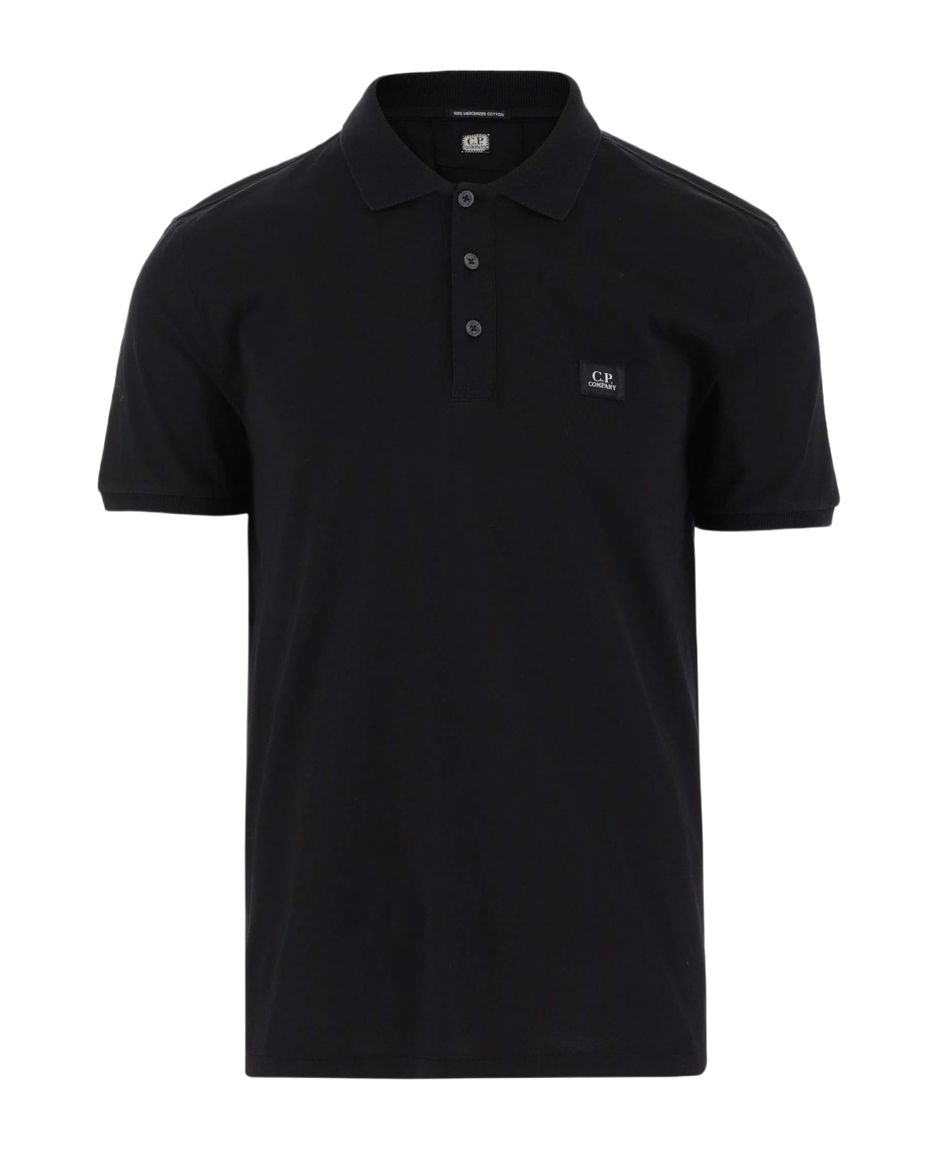 C.P. Company Cotton Polo Shirt With Logo - Black