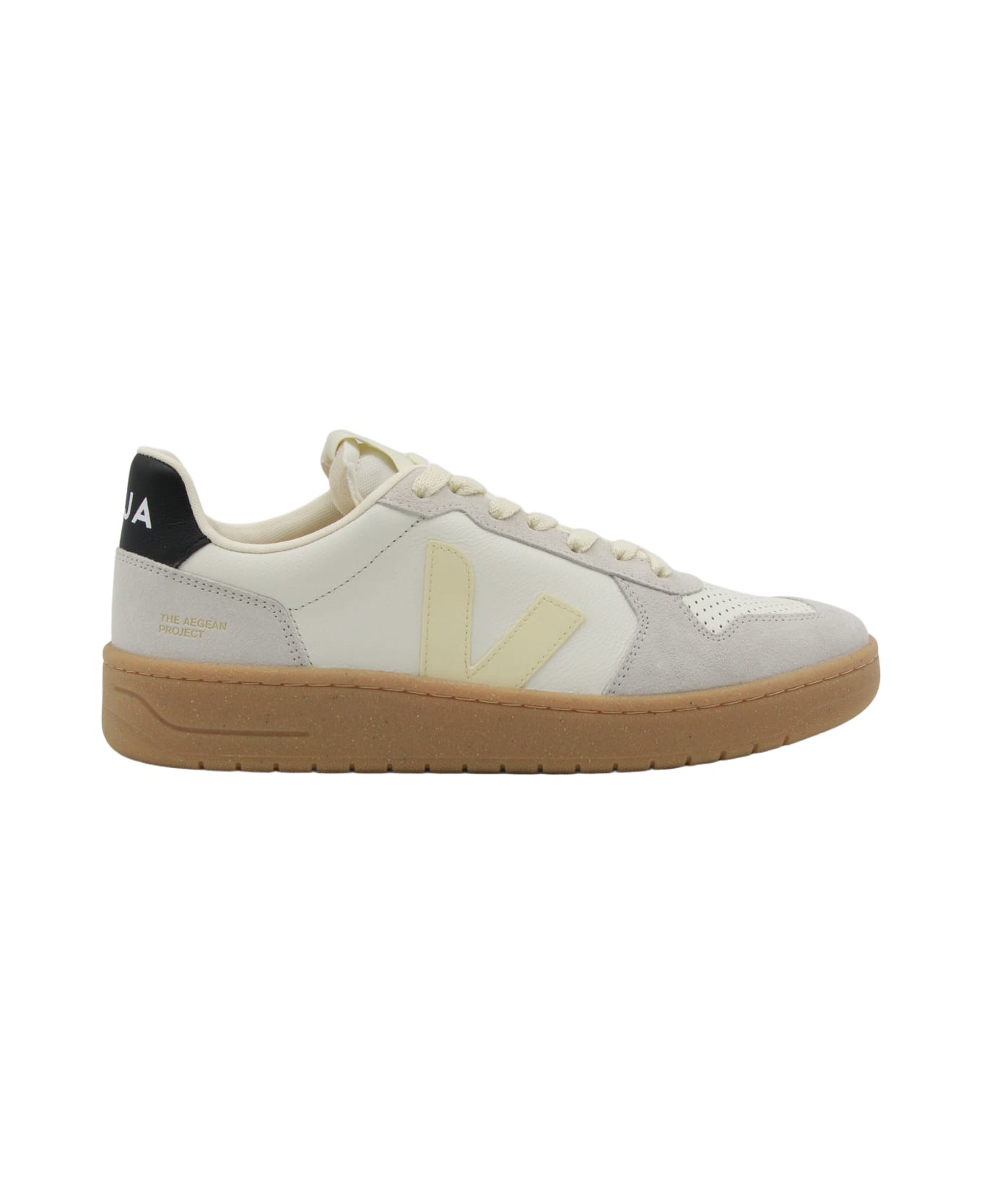 Veja White And Beige Leather V-82 Sneakers
