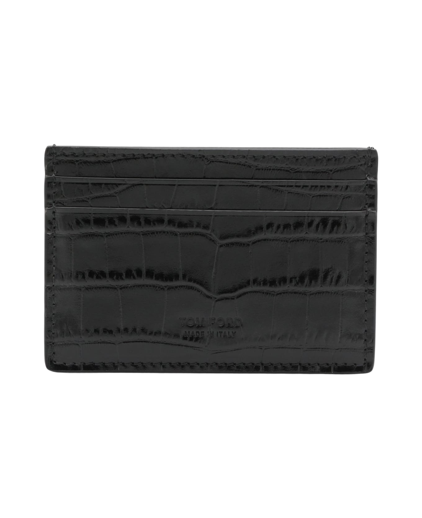Tom Ford Black Leather Card Holder - Black
