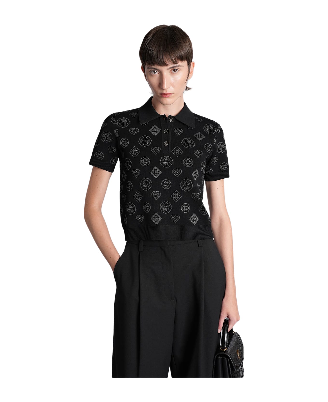 Casablanca Polo In Black Viscose - black
