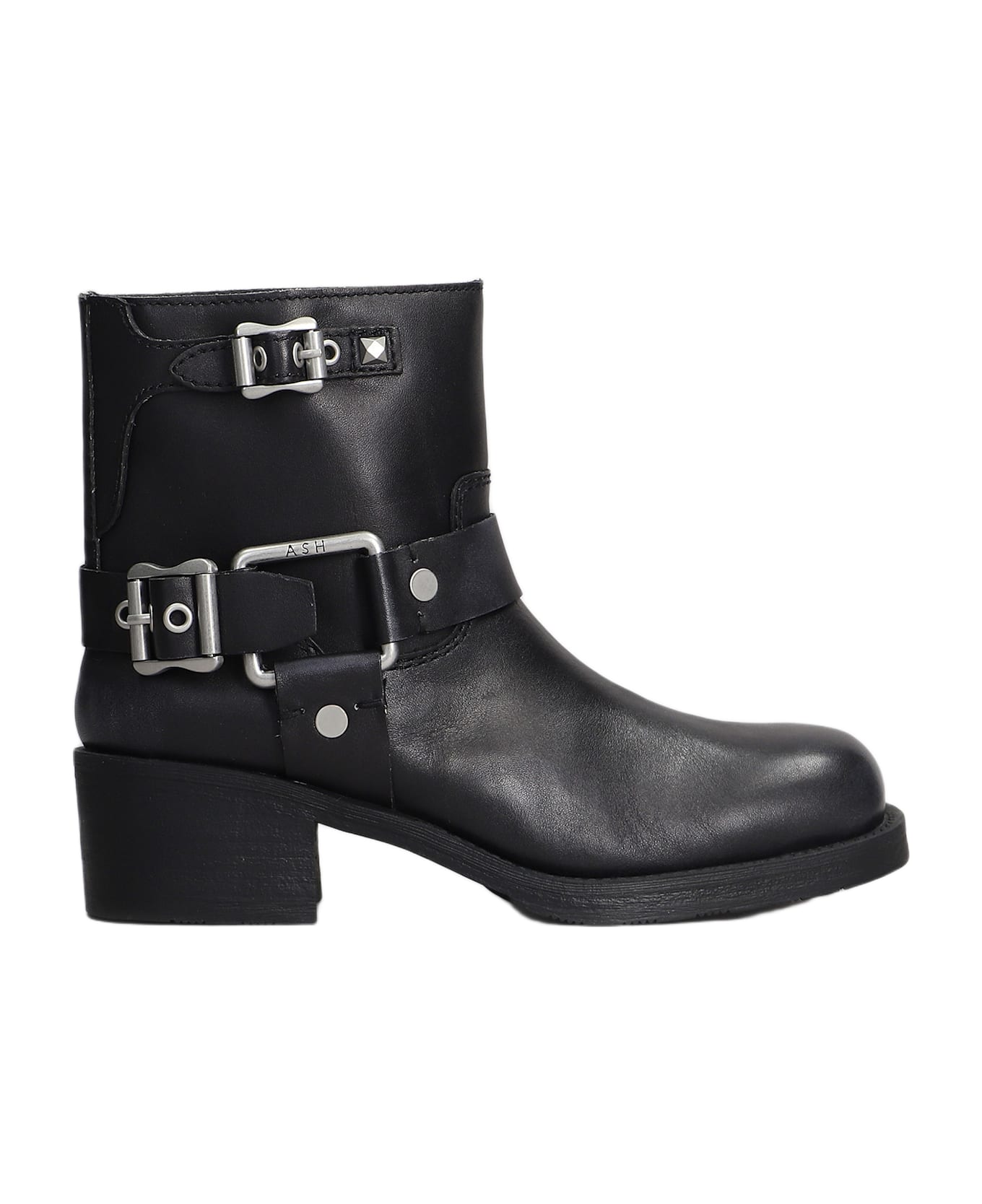 Ash Texas High Heels Ankle Boots In Black Leather - black