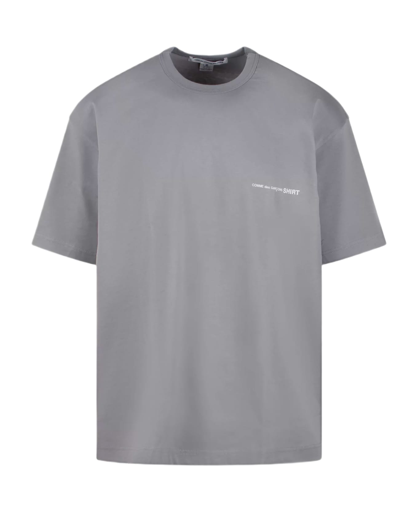 Comme des Garçons Shirt Mens T-shirt Knit Grey cotton oversize t-shirt with chest logo - Grigio