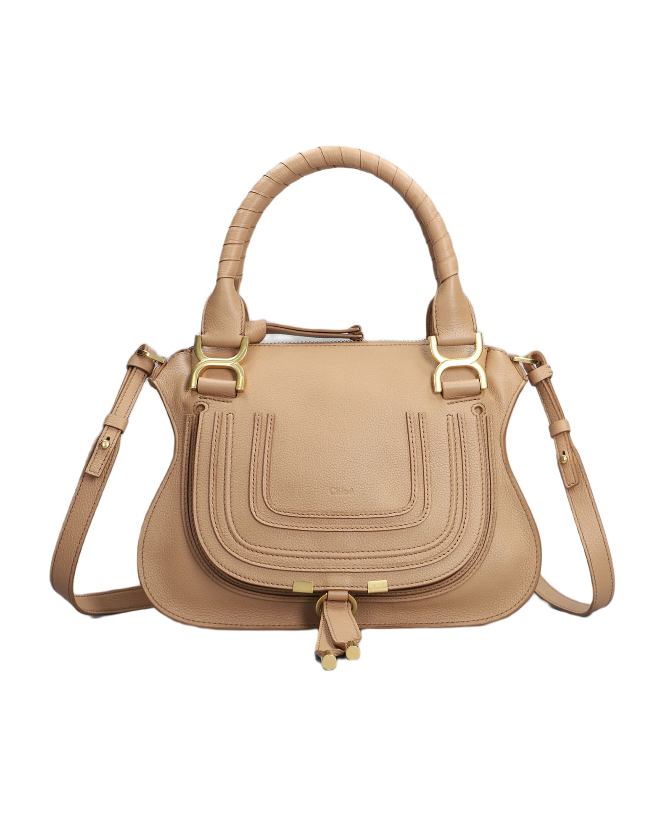 Chloé Mercie Shoulder Bag In Beige Leather - beige