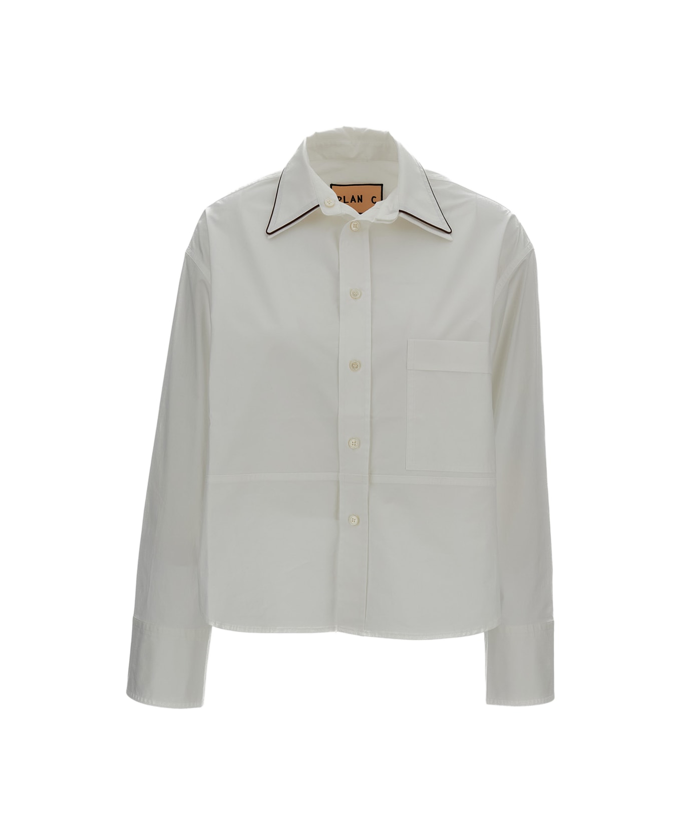 Plan C Boxy Shirt Piped Trim - White