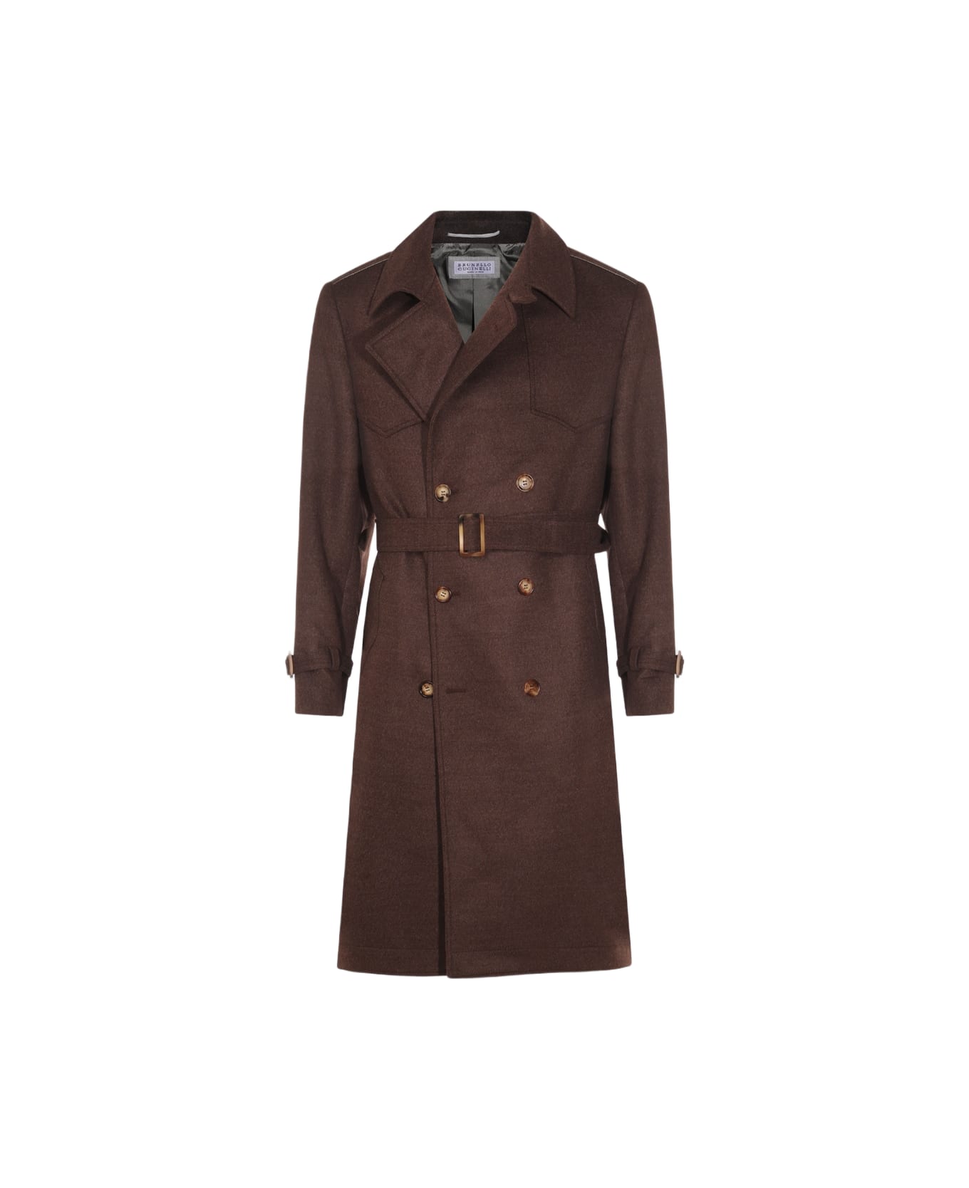 Brunello Cucinelli Brown Wool Trench Coat - BROWN