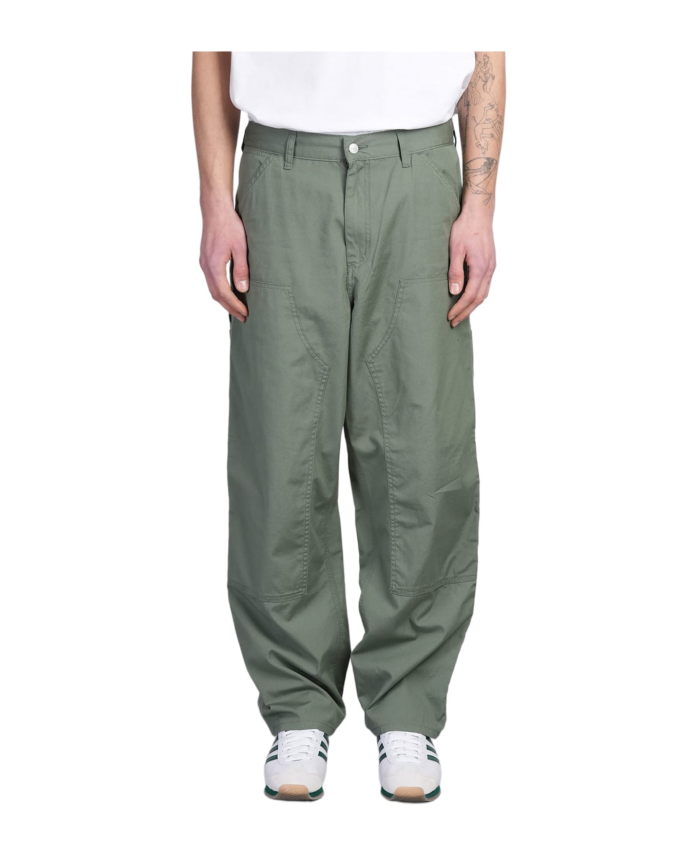 Carhartt Double Knee Pants In Green Cotton - green