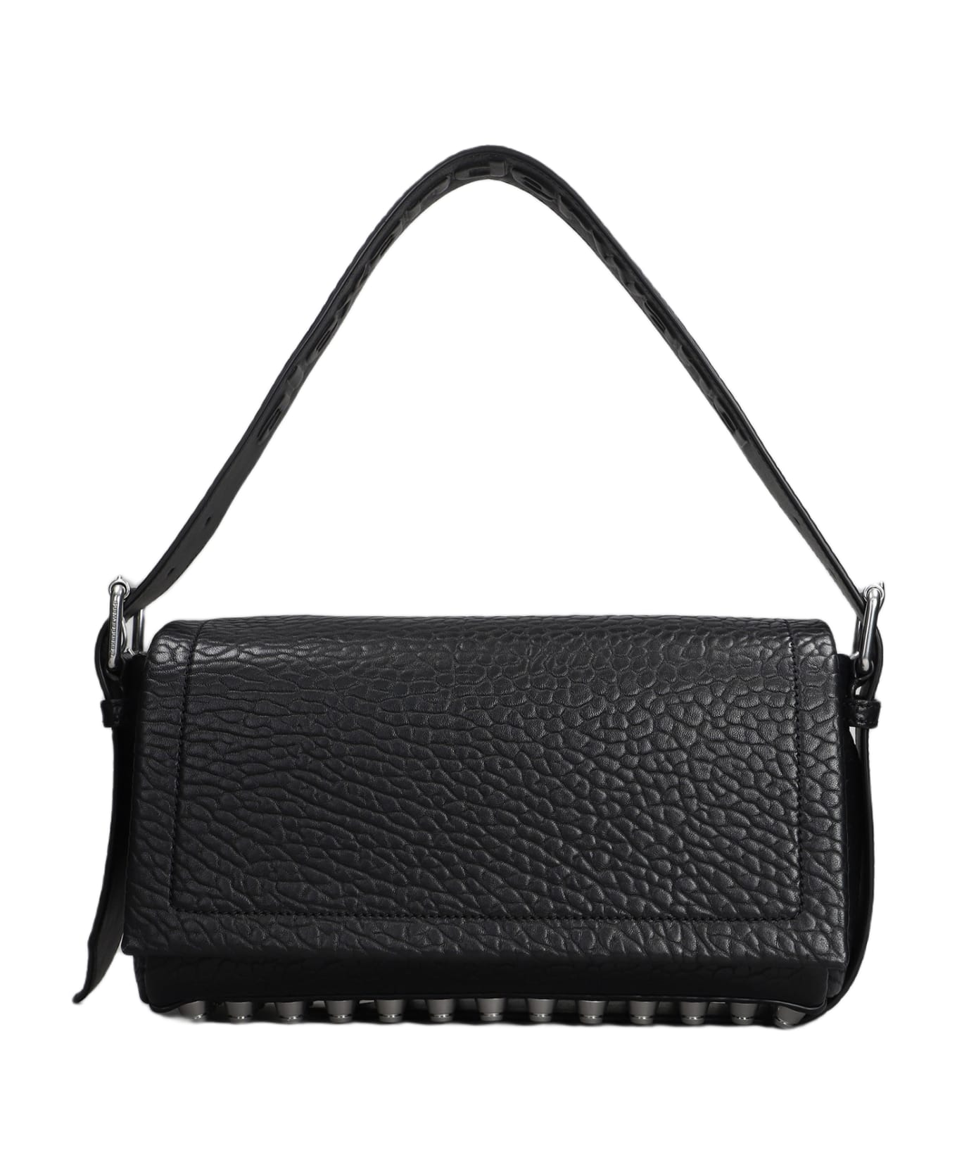 Alexander Wang Medium Flap Shoulder Bag In Black Leather - Black