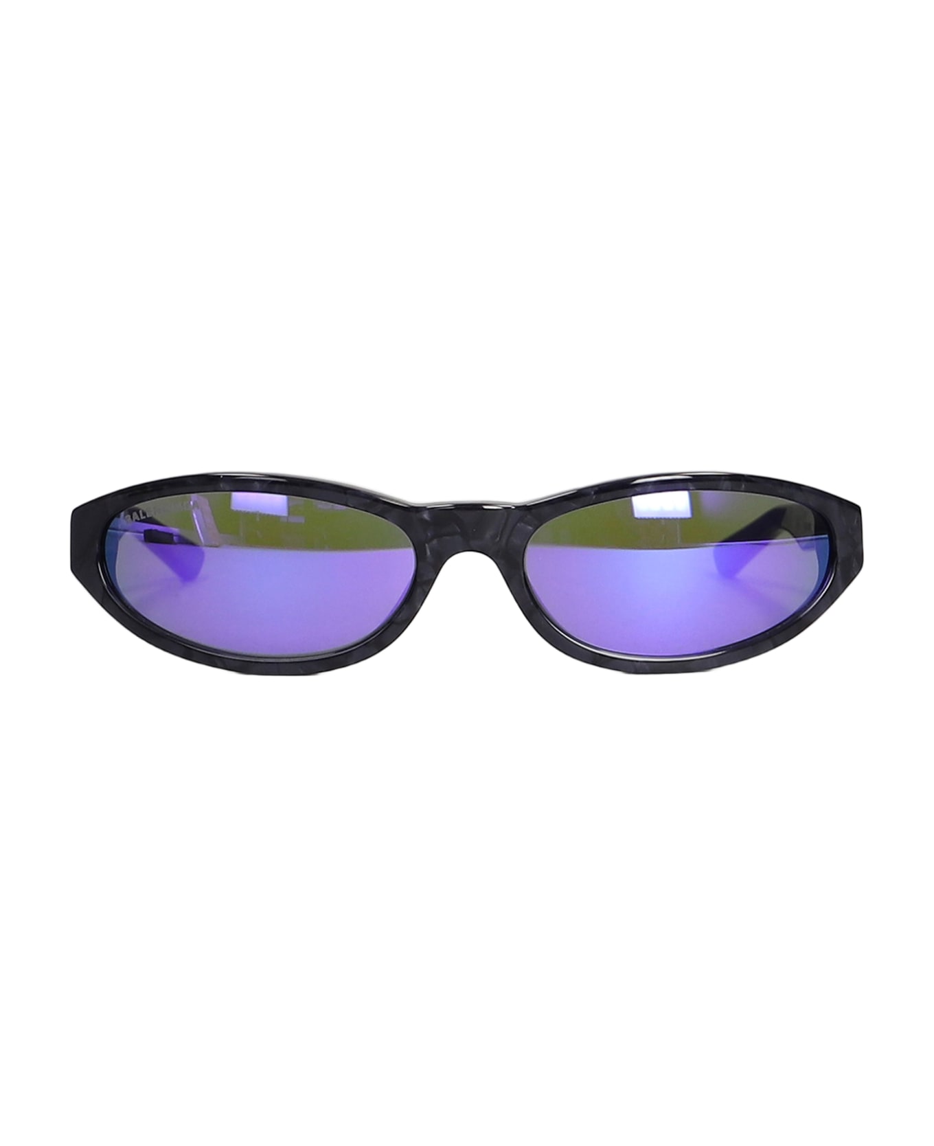 Balenciaga Neo Round Sunglasses In Viola Acetate - Violet Pearl/mirr