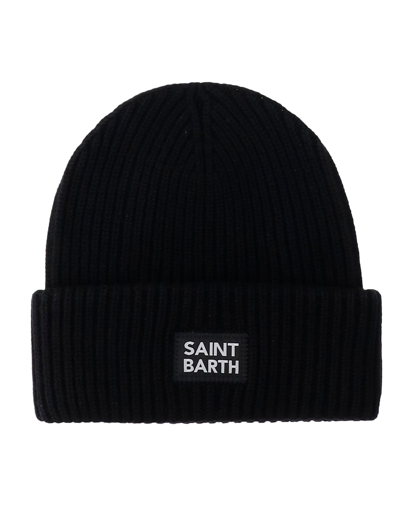 MC2 Saint Barth Wool Blend Beanie With Logo - Black