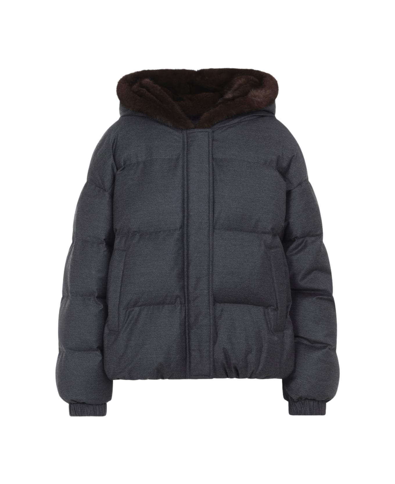 Yves Salomon Mink Down Jacket - Gris Anthracite
