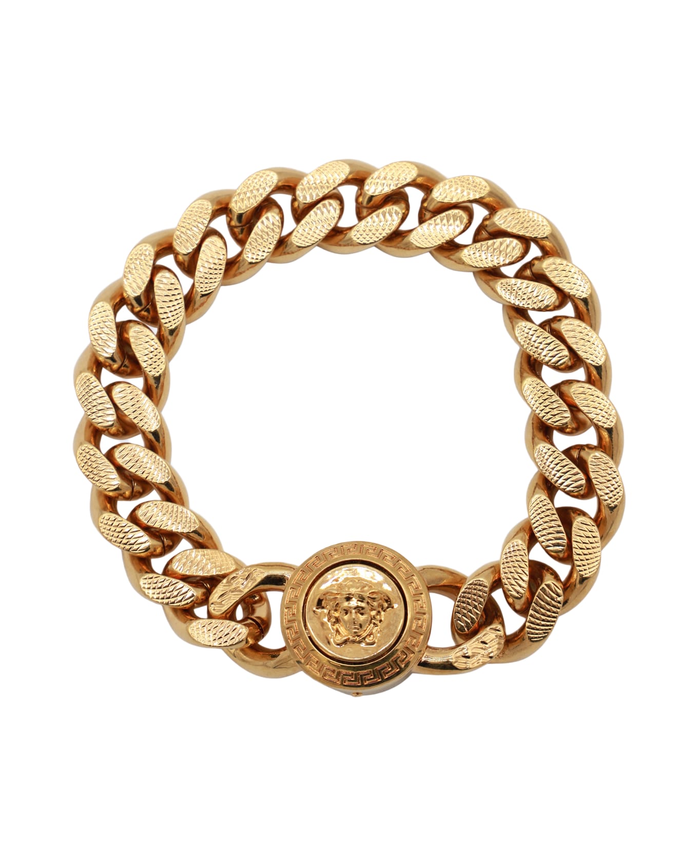 Versace Gold Metal Chain Medusa Bracelet - Golden