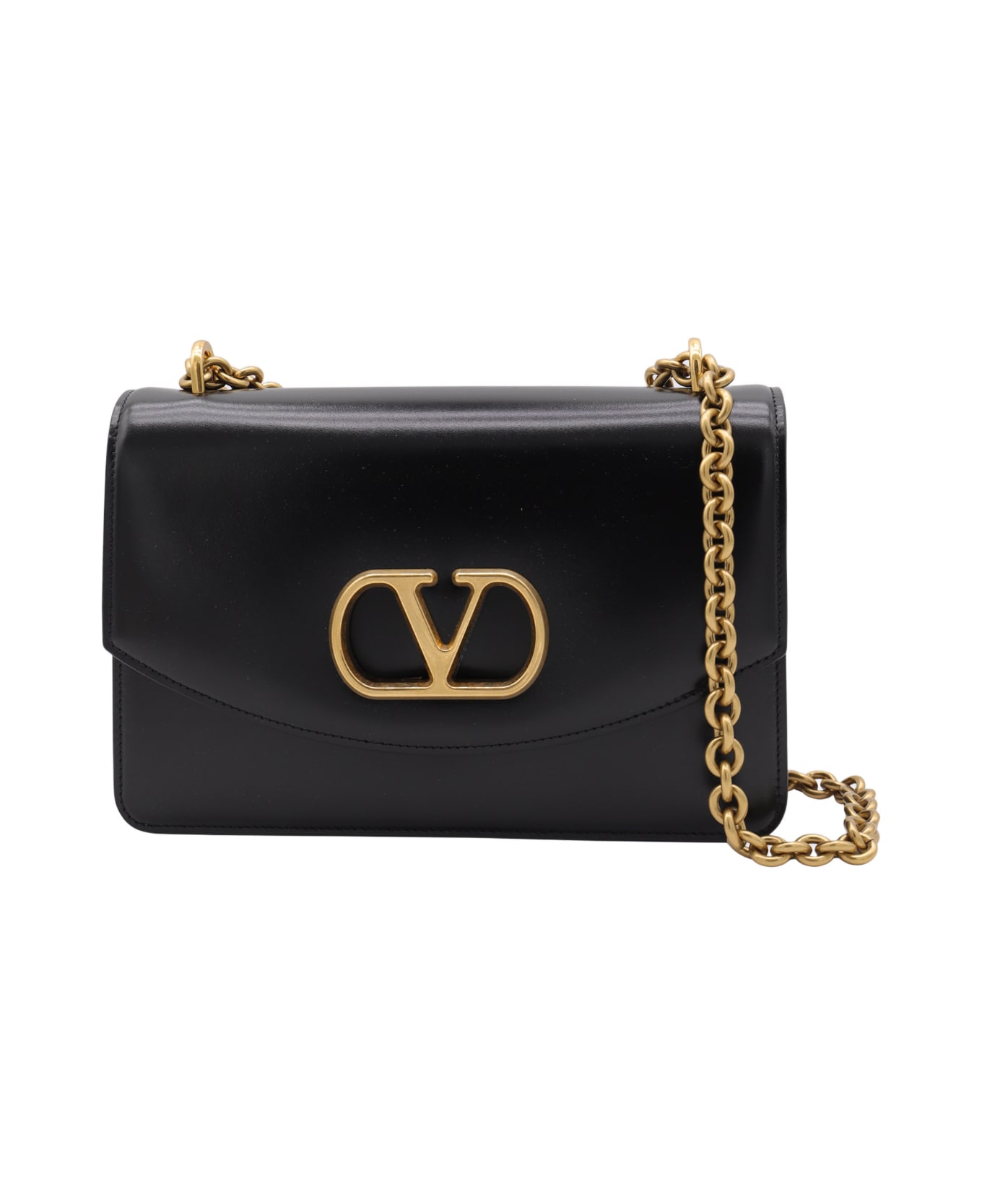 Black Leather Vain Shoulder Bag - Thumbnail 2