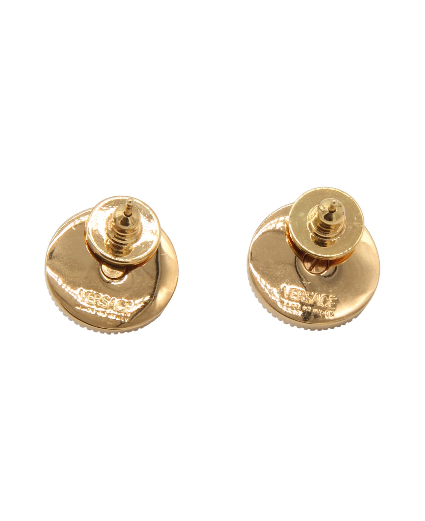Versace Gold- Tone And Silver Metal Medusa Earrings - Golden