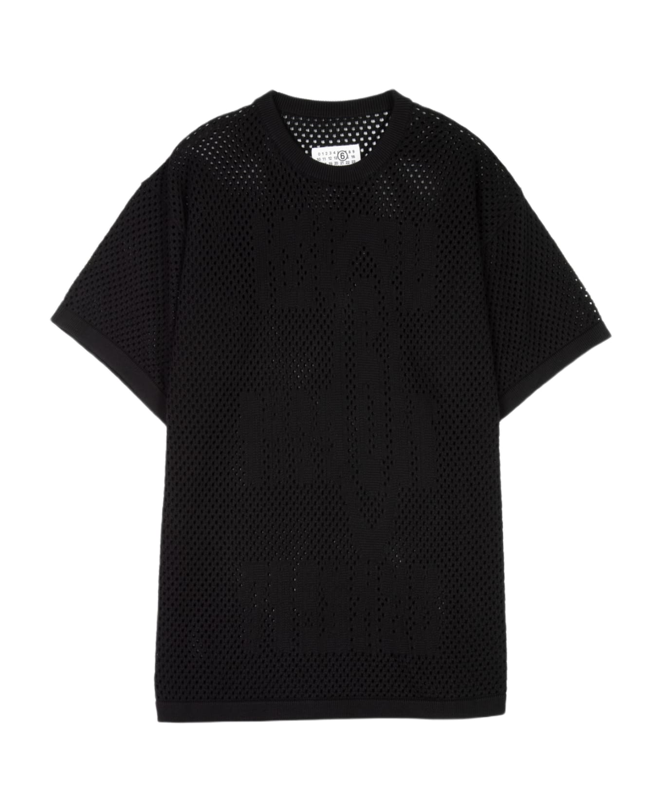 MM6 Maison Margiela Girocollo Knitted T-shirt With Logo - Nero シャツ