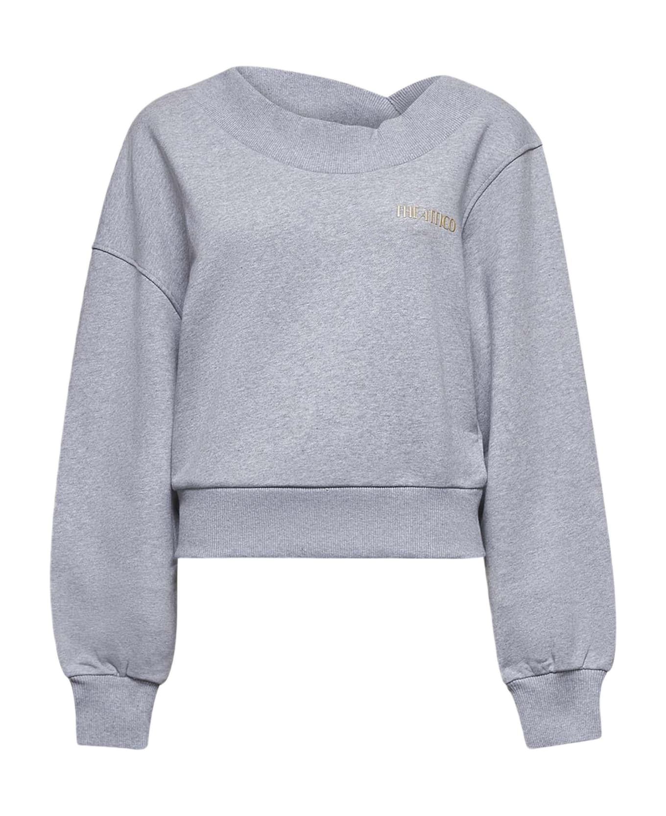 The Attico Grey Cotton Logo Sweatshirt - Grigio e Beige
