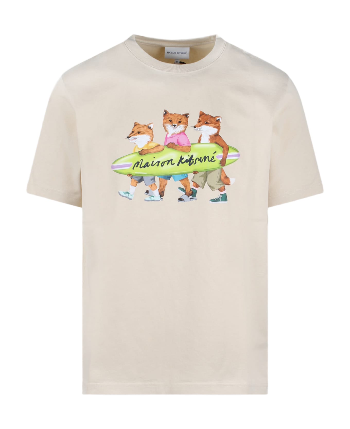 Maison Kitsuné Surfing Foxes T-shirt - Nude & Neutrals シャツ