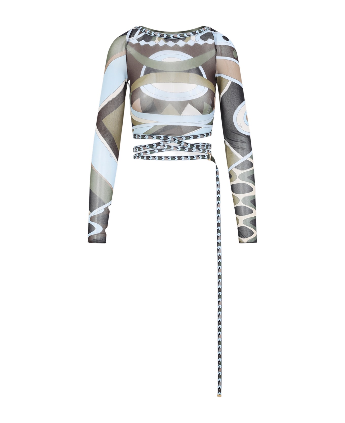 Pucci Tulle Top - Khaki Blue