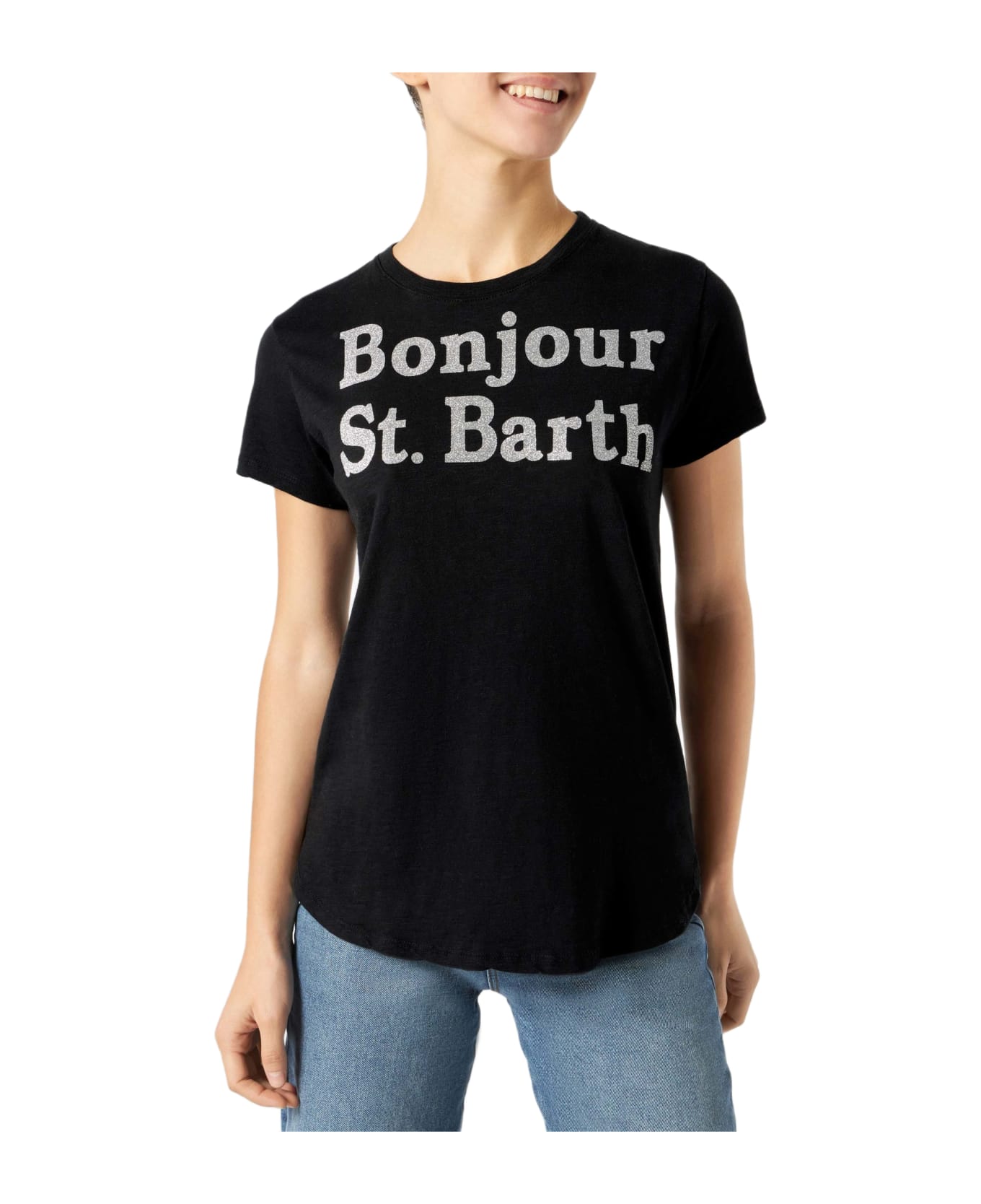 MC2 Saint Barth Woman T-shirt With Bonjour St. Barth Lettering