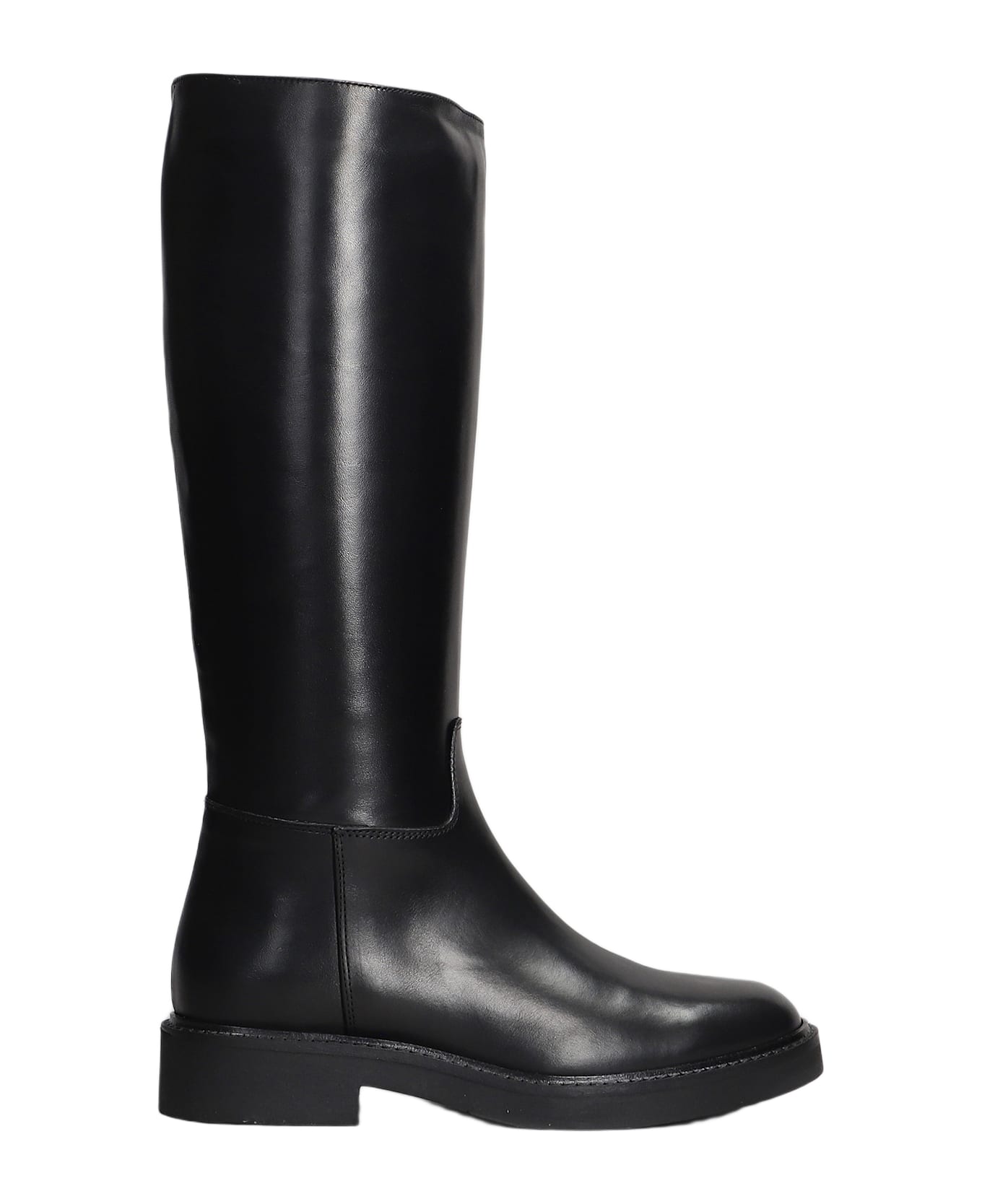 Julie Dee Low Heels Boots In Black Leather - black