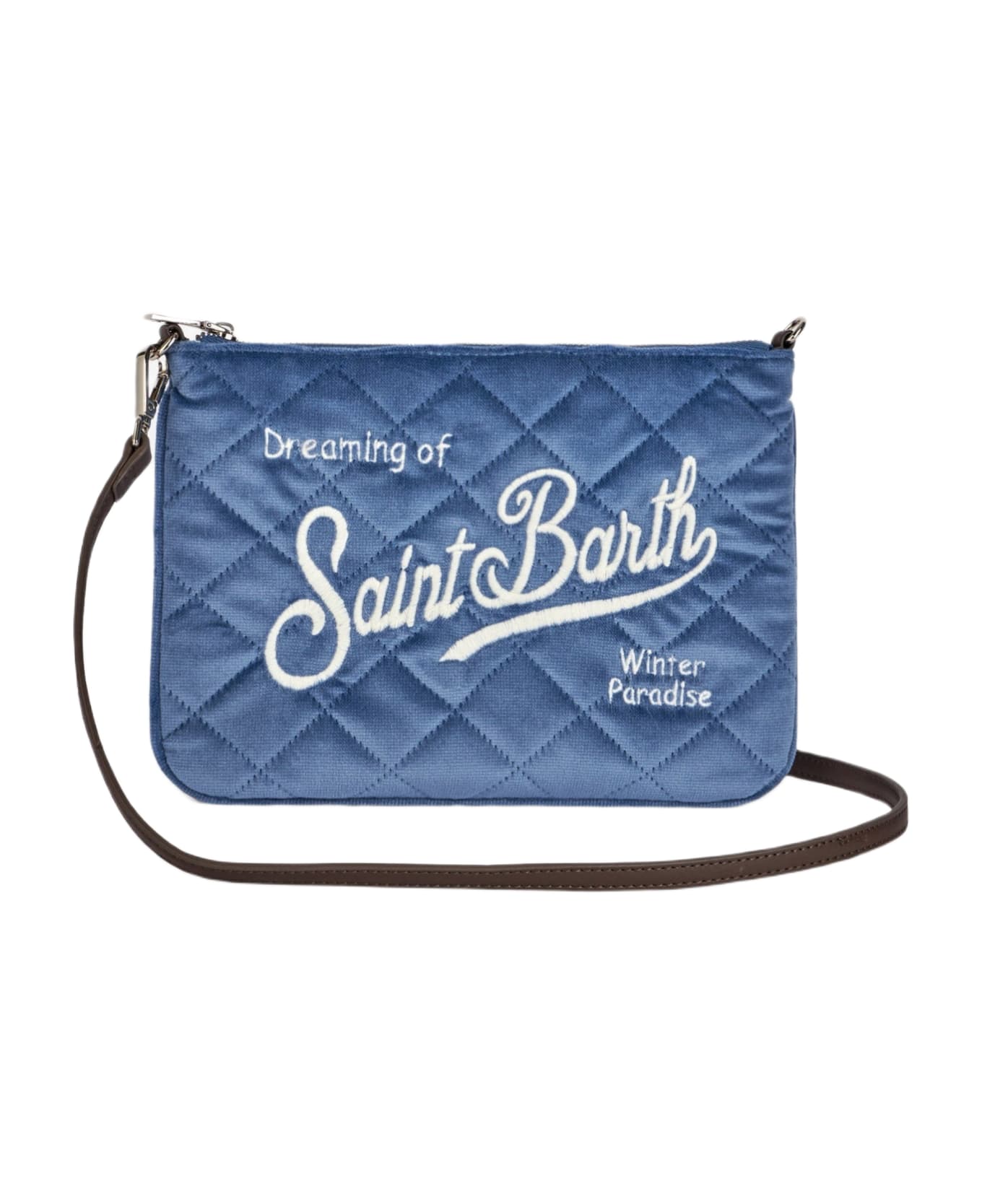 MC2 Saint Barth Light Blue Velvet Quilt Cross-body Pouch Bag Parisienne - SKY