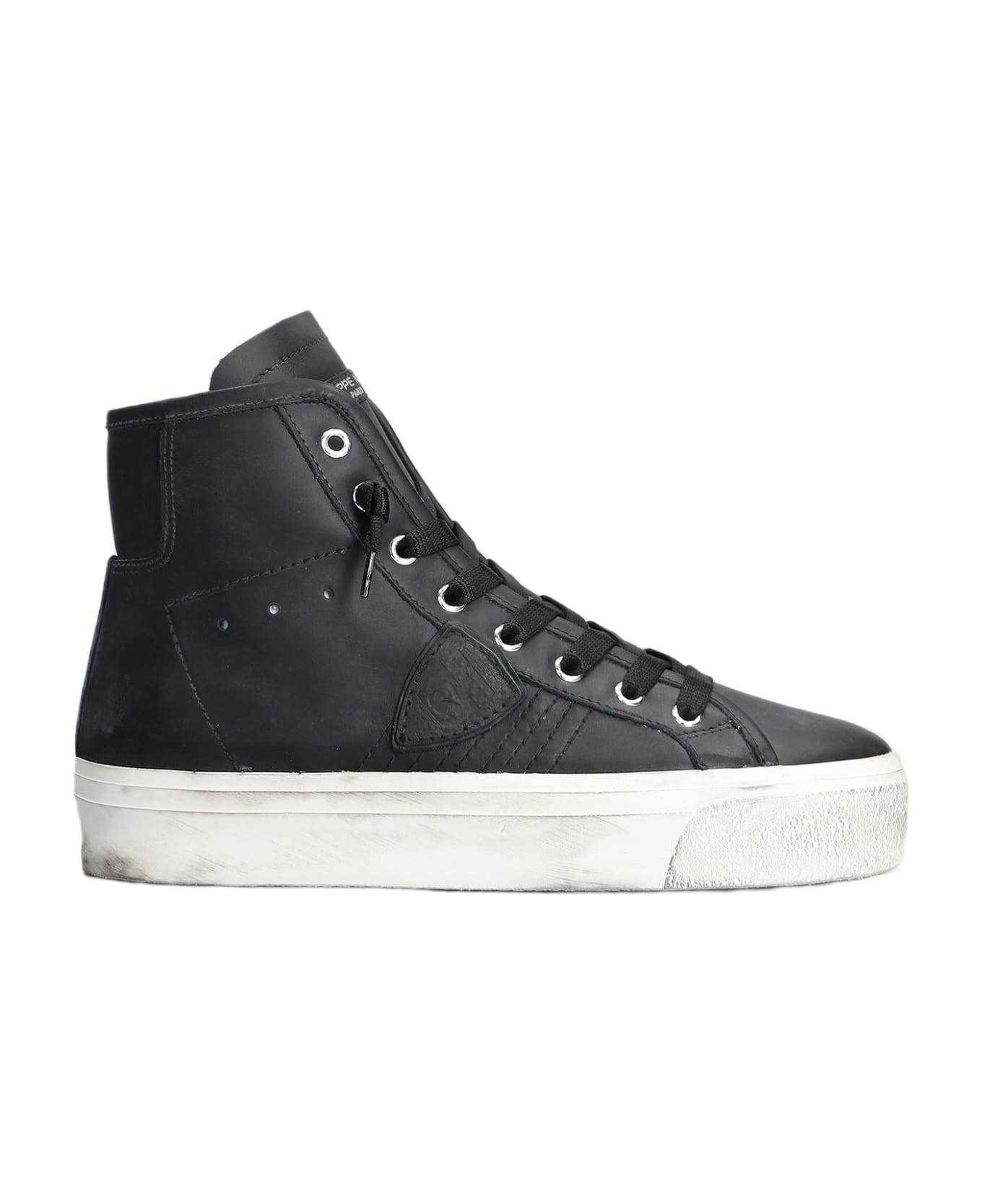 Philippe Model Paris Haute Sneakers In Black Leather - black