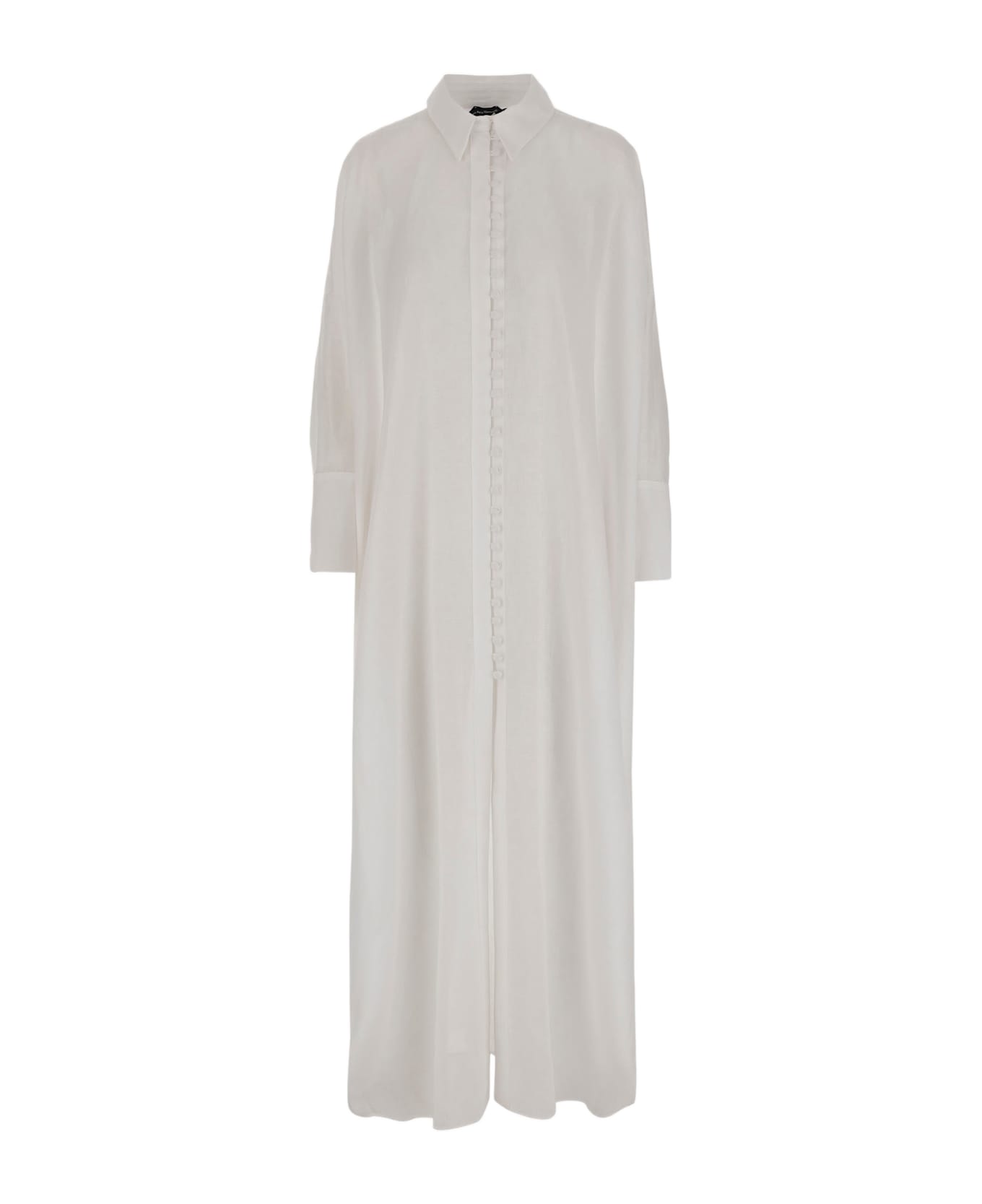 Taller Marmo Long Caftan In Linen - White
