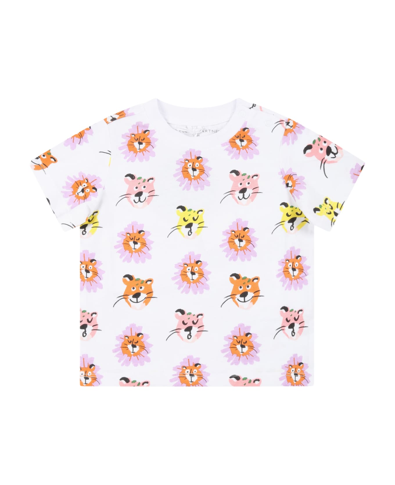 Stella McCartney Kids White T-shirt For Baby Girl With Animals - White Tシャツ＆ポロシャツ