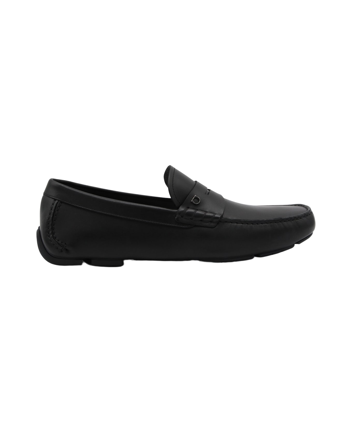 Ferragamo Black Leather Timothy Loafers - Black