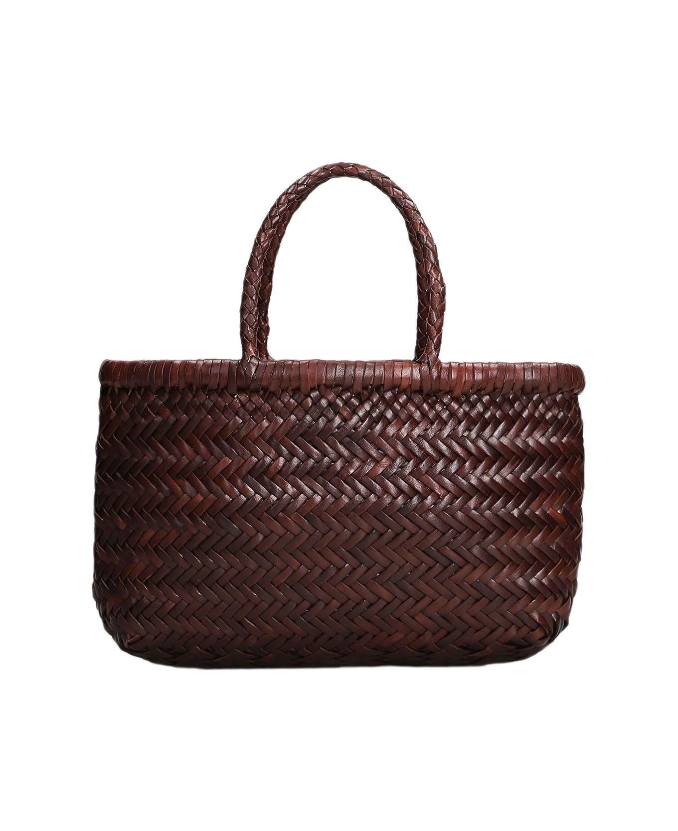 Dragon Diffusion Mini Flat Gora Baskt Hand Bag In Brown Leather - brown