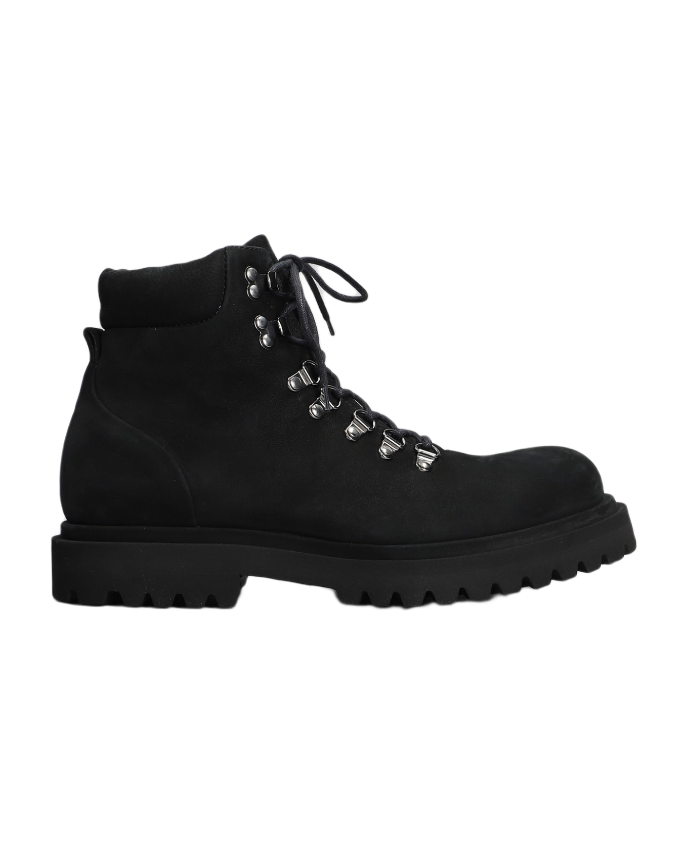 Officine Creative Eventual 021 Combat Boots In Black Suede - black