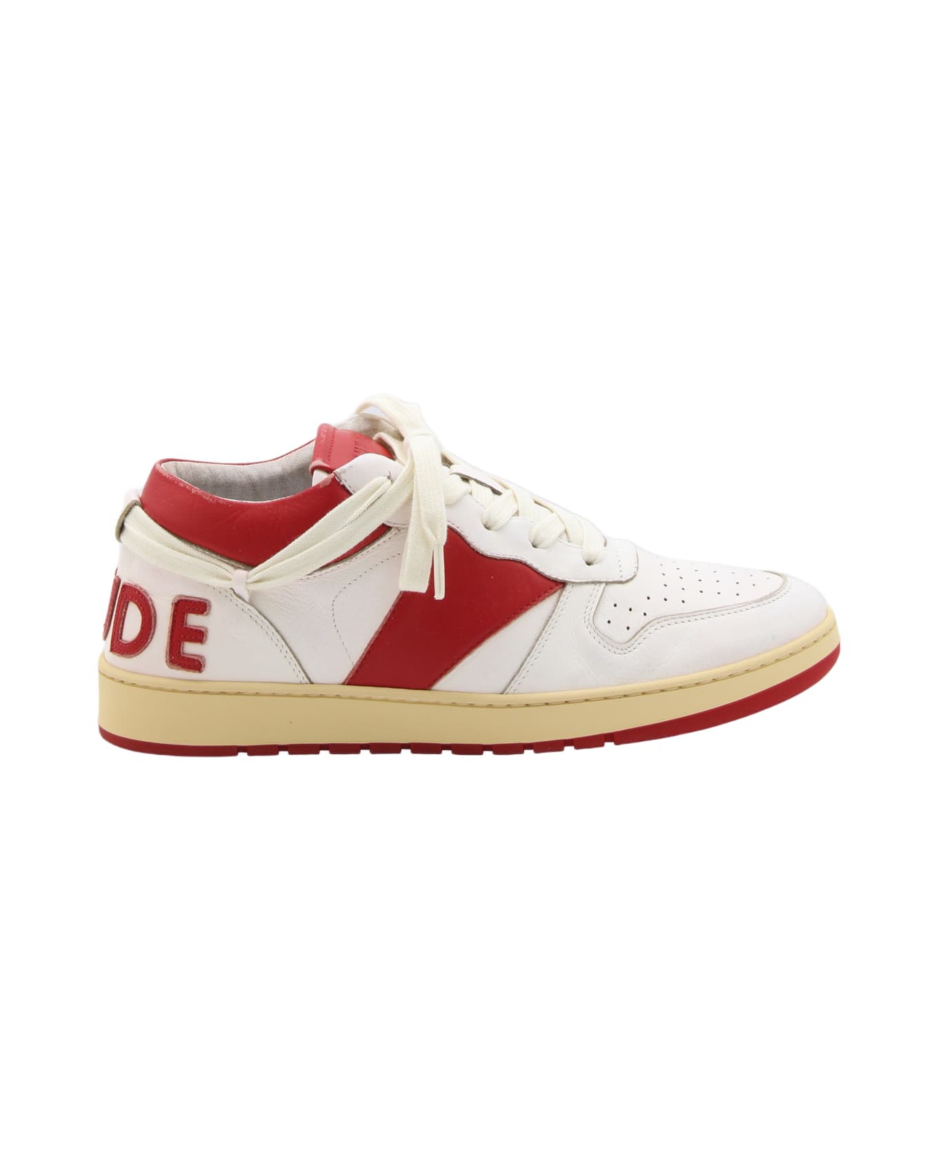 Rhude White And Red Leather Sneakers - White