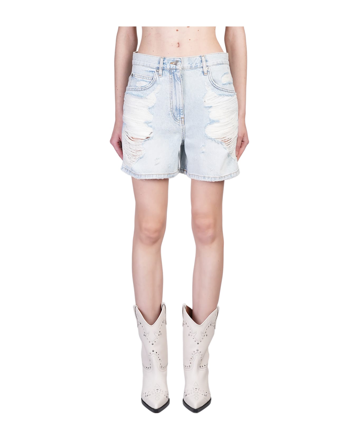 IRO Sascha Shorts In Blue Cotton - blue
