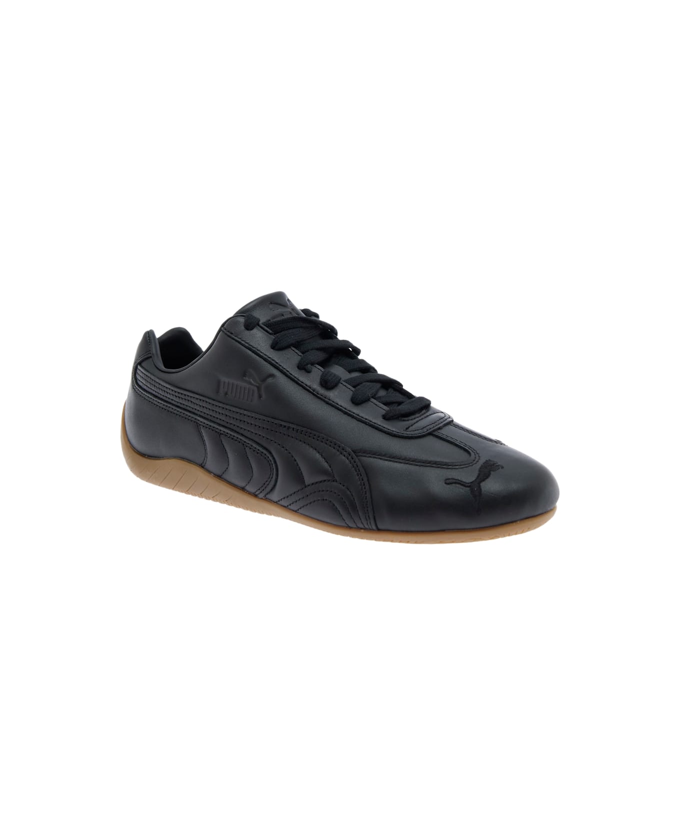 Puma 
speedcat
 Black Low Top Sneakers With Embossed Logo On The Tongue And Contrasting Sole In Leather Unisex - Black