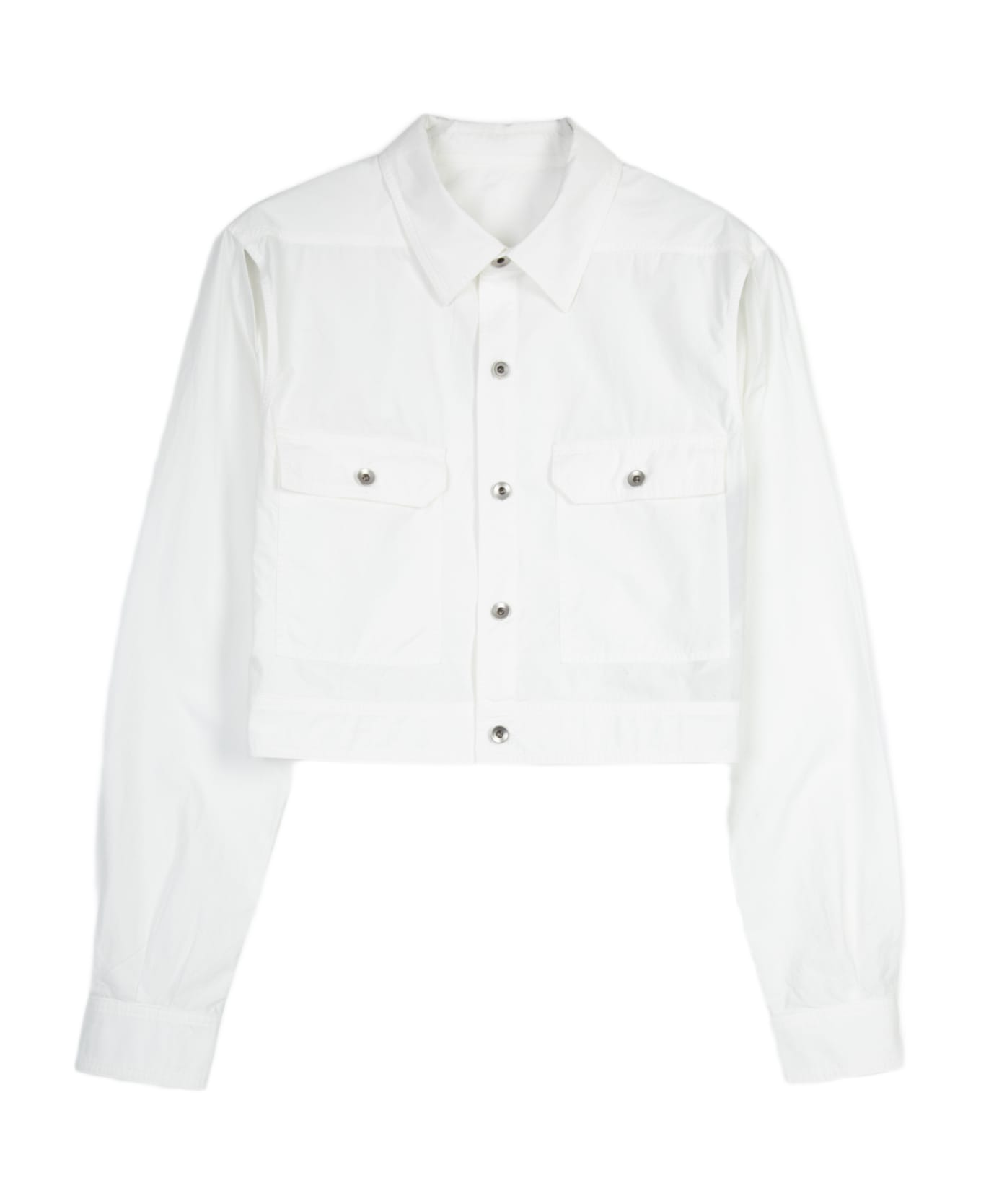 DRKSHDW Cape Sleeve Cropped Outershirt White Poplin Cotton Outershirt - Cape Sleeve Cropped Outershirt - White ジャケット