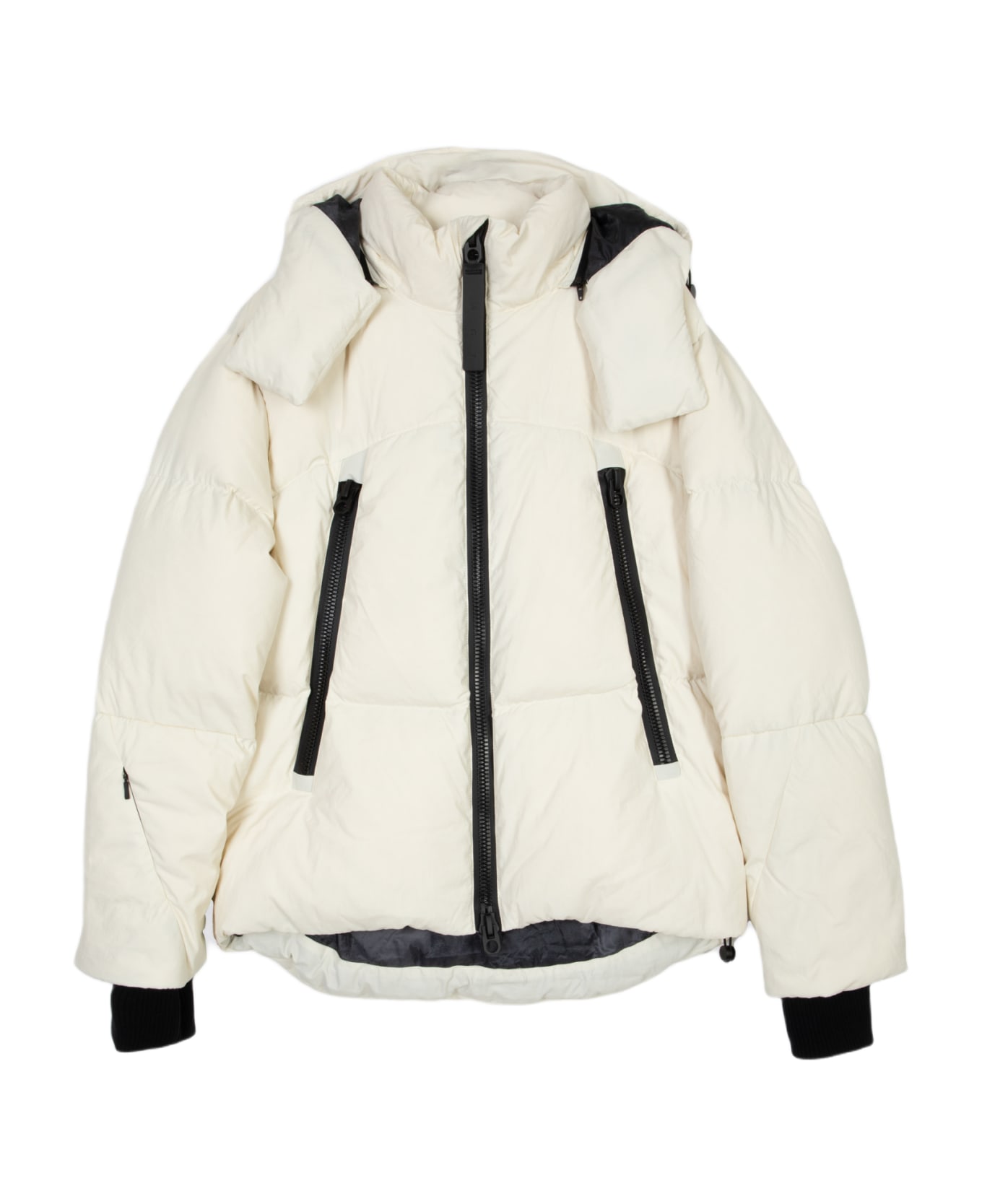 JG1 Perla Off white nylon hooded puffer jacket - Perla