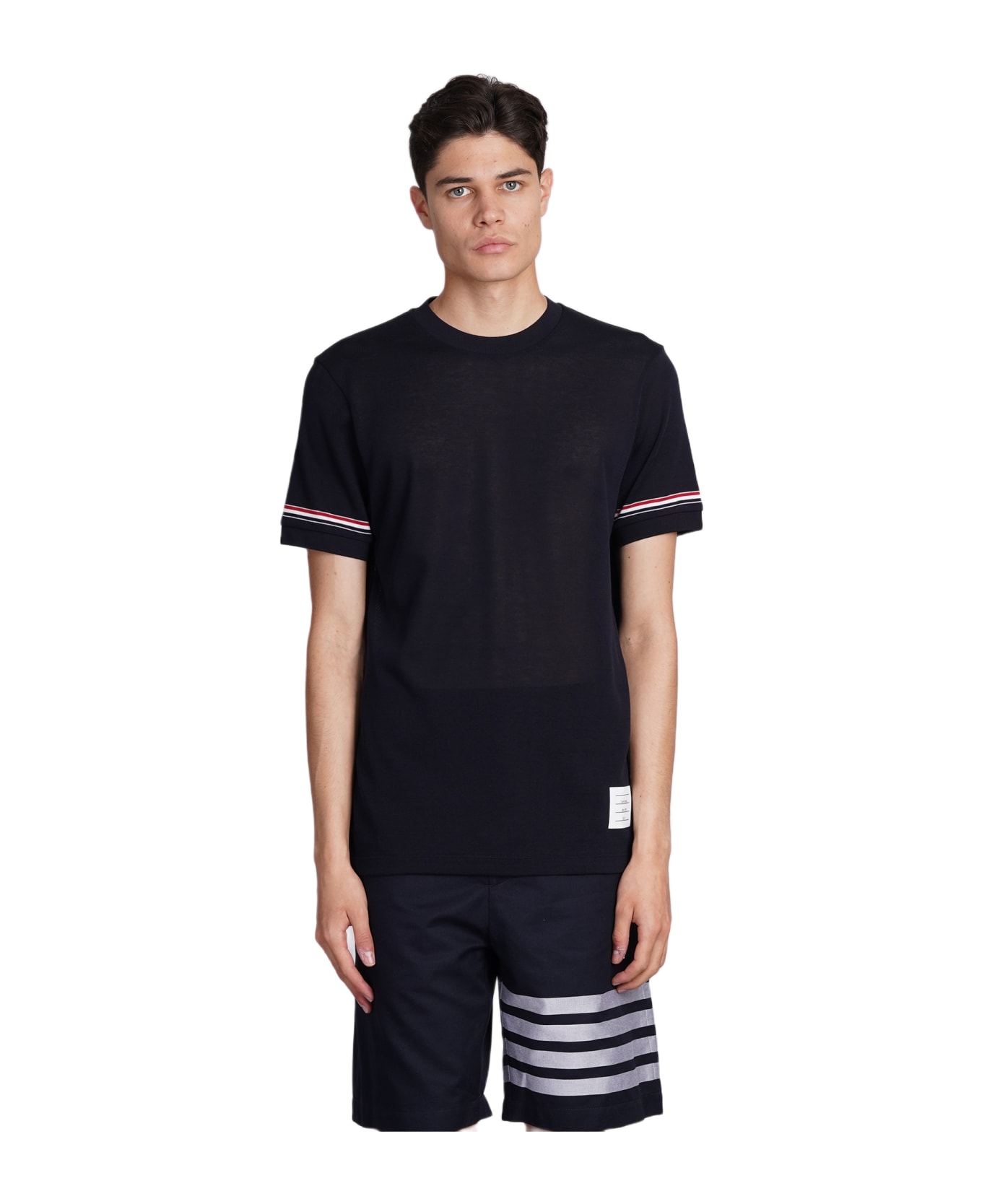 Thom Browne T-shirt In Blue Cotton - blue