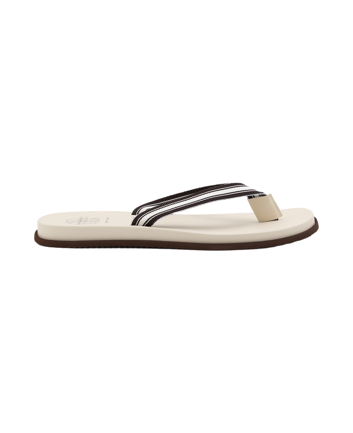 Brunello Cucinelli Light Beige And Brown Leather Sandals - Multicolor