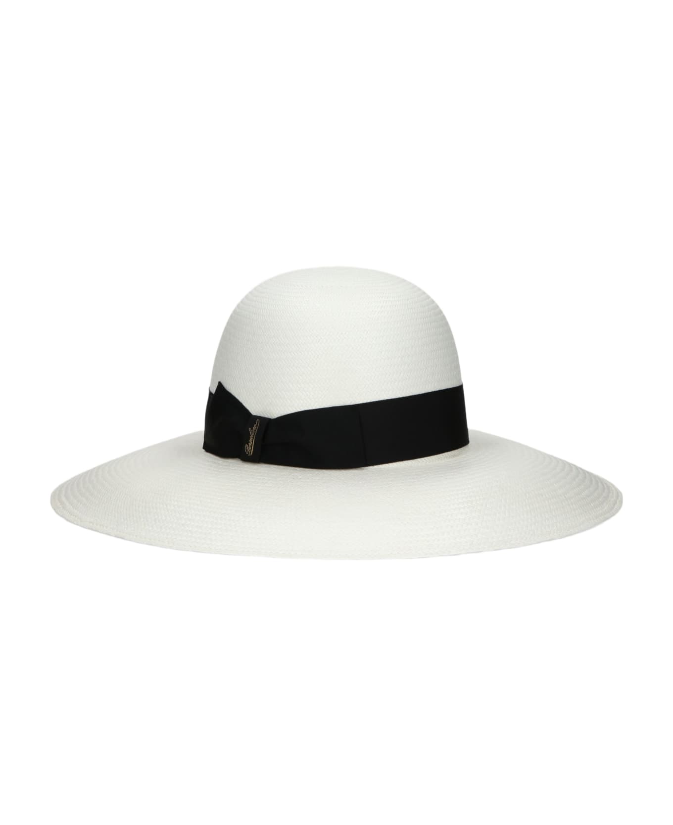 Borsalino Violet Panama Fine - WHITE, BLACK HAT BAND