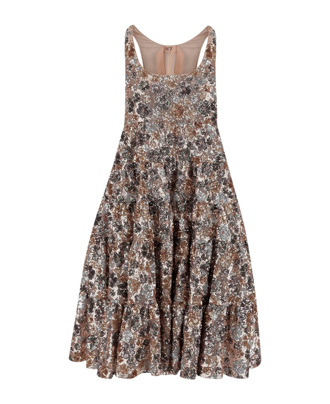 N.21 Dress With Floral Paillettes Pattern - Red