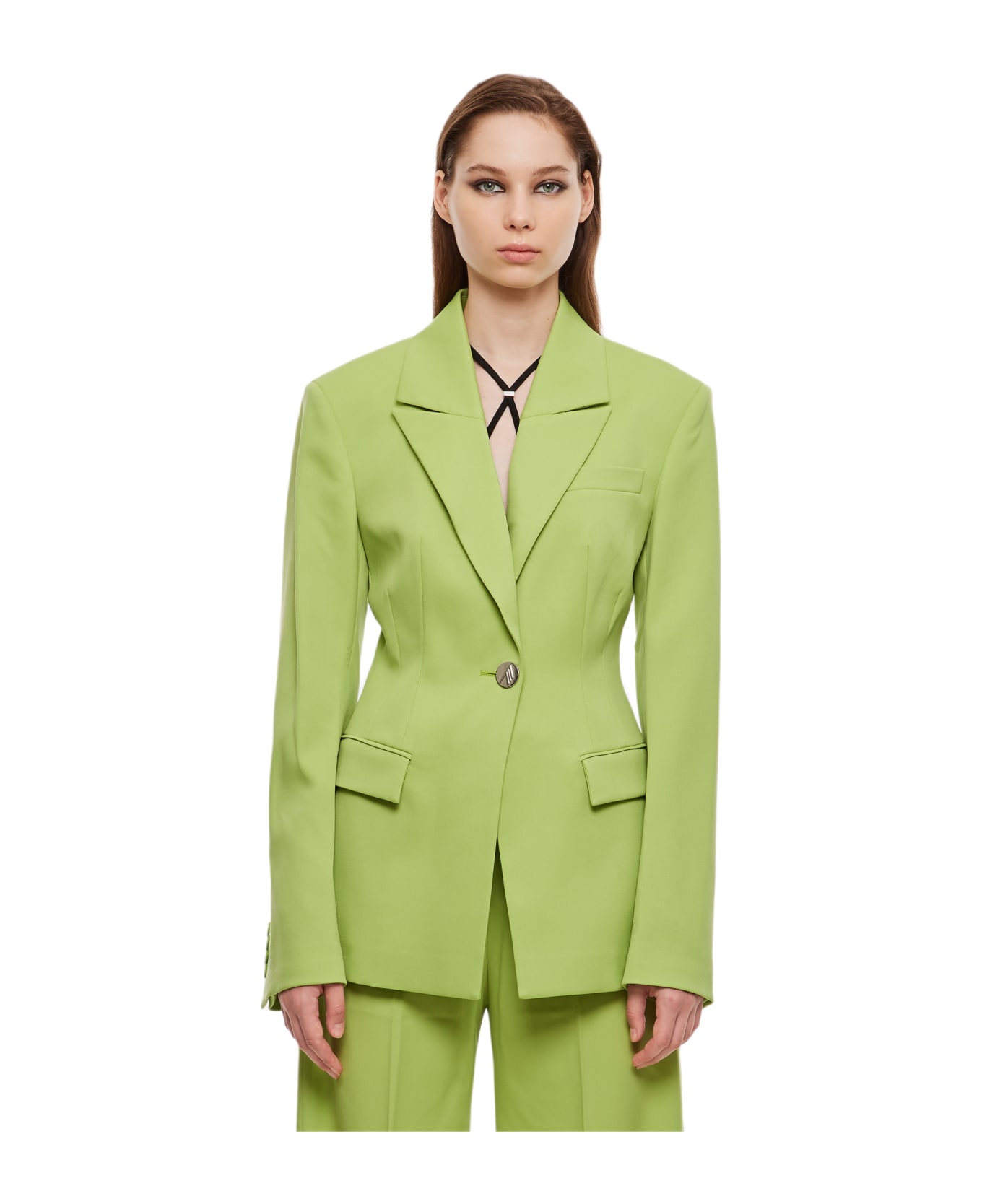 The Attico Gabardine Blue Blazer - Green