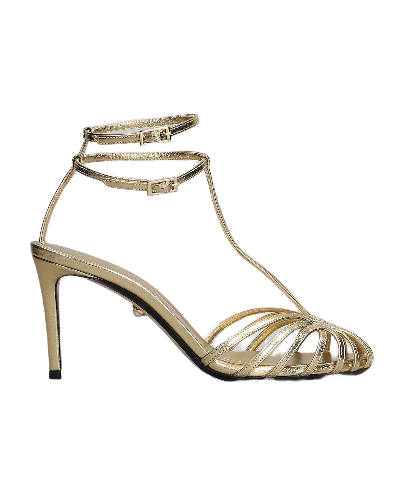Alevì Anna 80 Sandals In Gold Leather - gold
