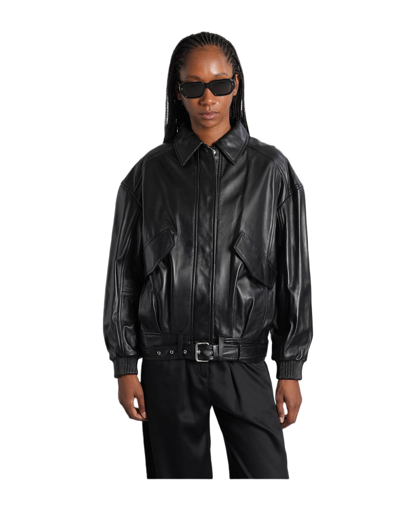 IRO Manka Biker Jacket In Black Leather - black