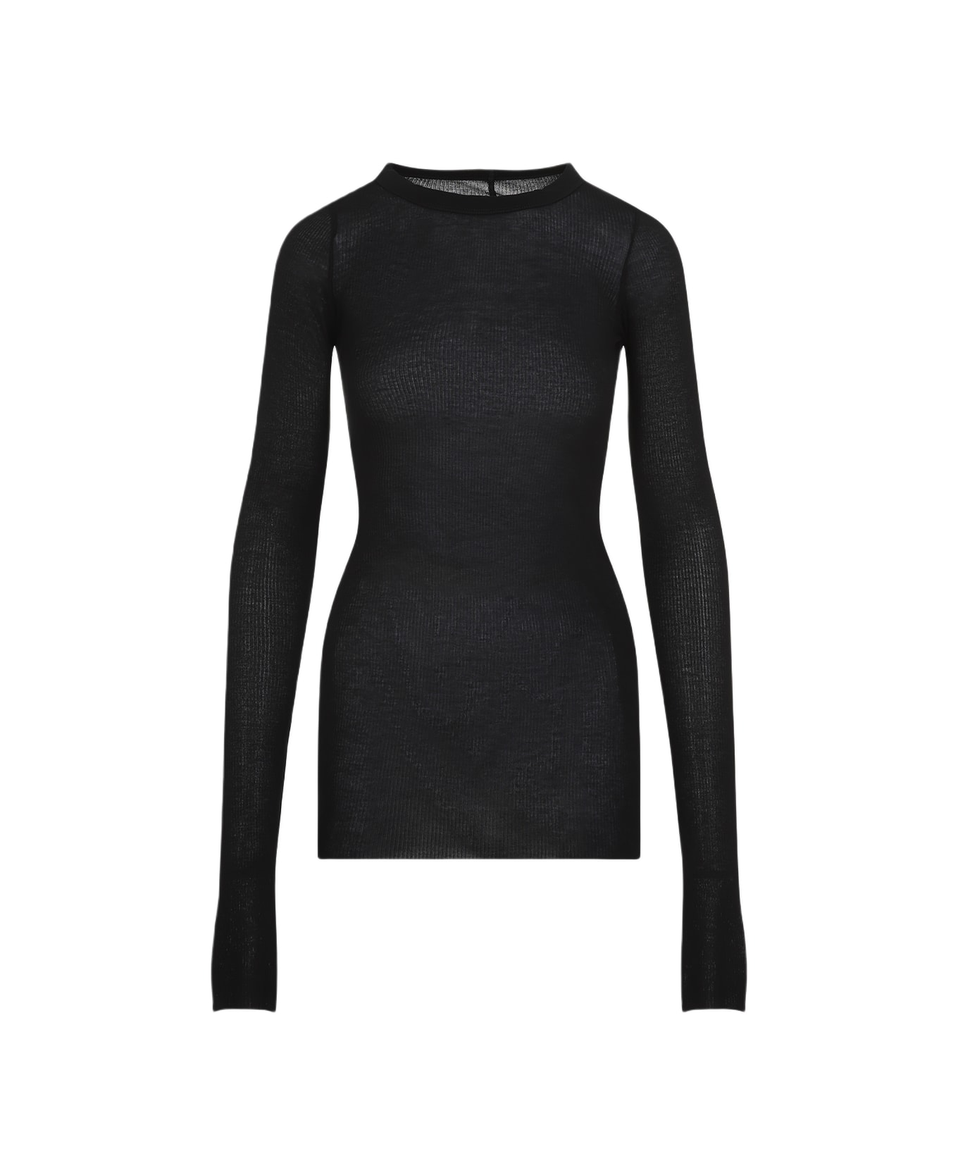 Rick Owens Rib Ls T Top - Black