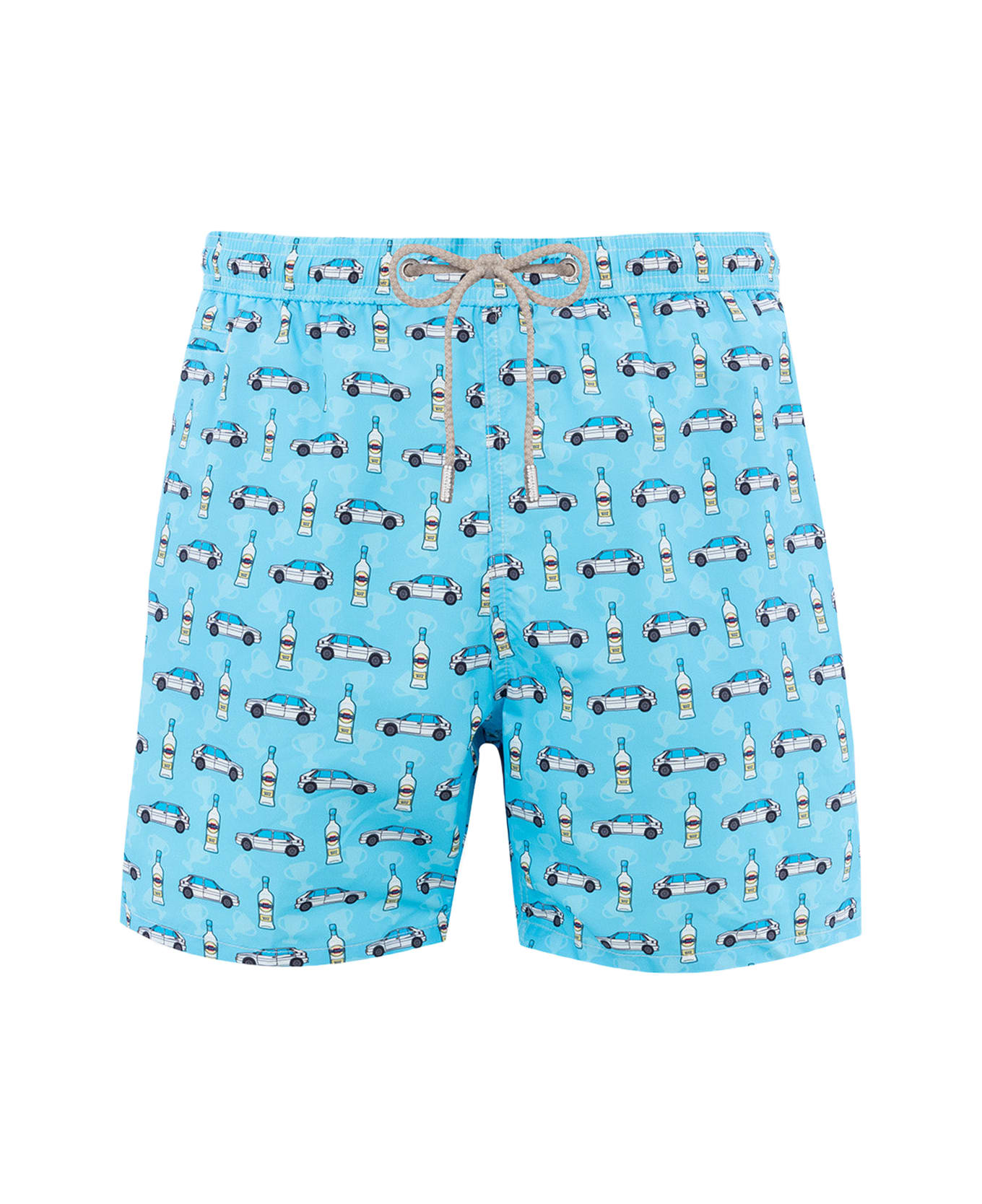 MC2 Saint Barth Man Lightweight Fabric Swim-shorts Lighting Micro Fantasy With Lancia Delta Print | Lancia Special Edition - SKY