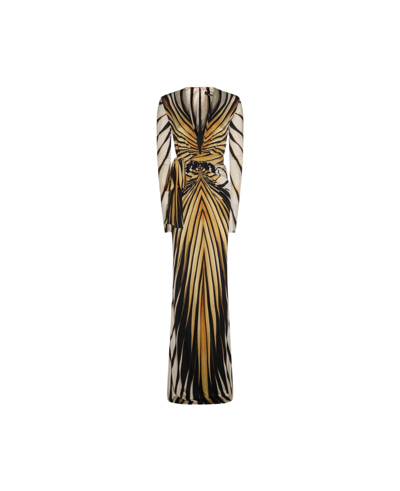 Roberto Cavalli Yellow And Black Viscose Maxi Dress - Yellow