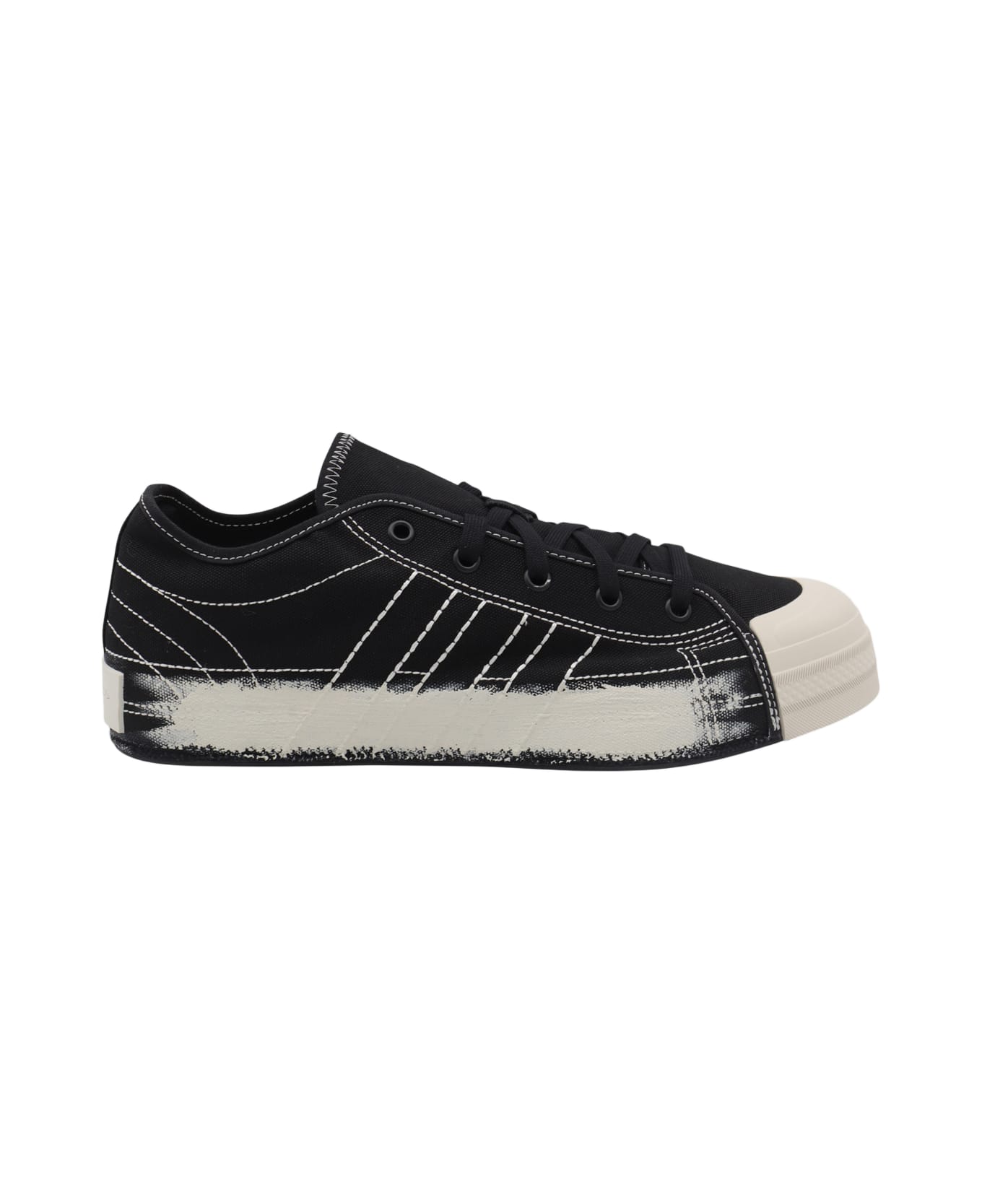 Y-3 Black Nizza Sneakers - BLACK/BLACK/TALC